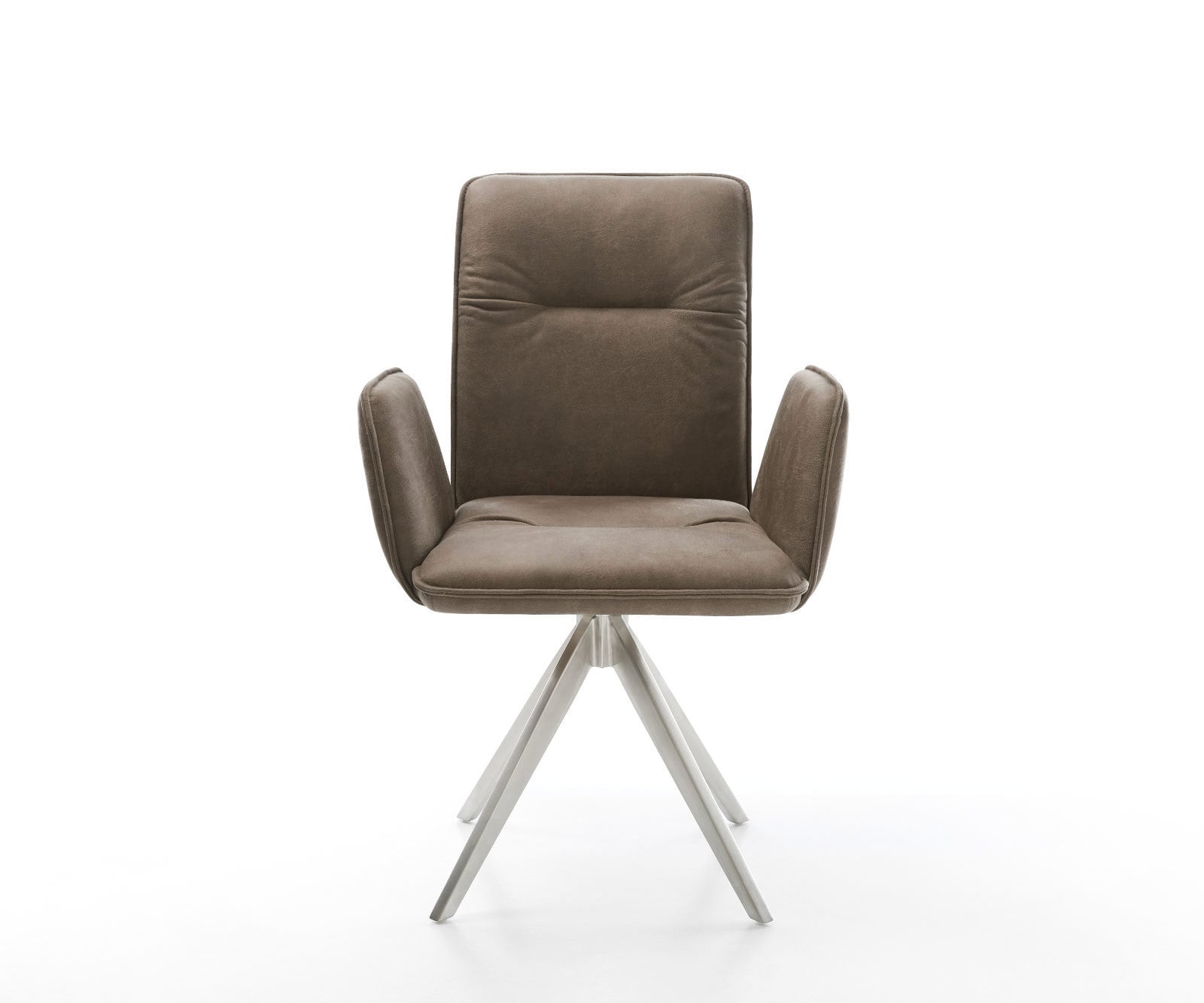 Esszimmerstuhl Vinja-Flex Mikrofaser Taupe Vintage Kreuzgestell kantig Edelstahl 1 Esszimmerstuhl Vinja-Flex Mikrofaser Taupe Vintage Kreuzgestell kantig Edelstahl 1
