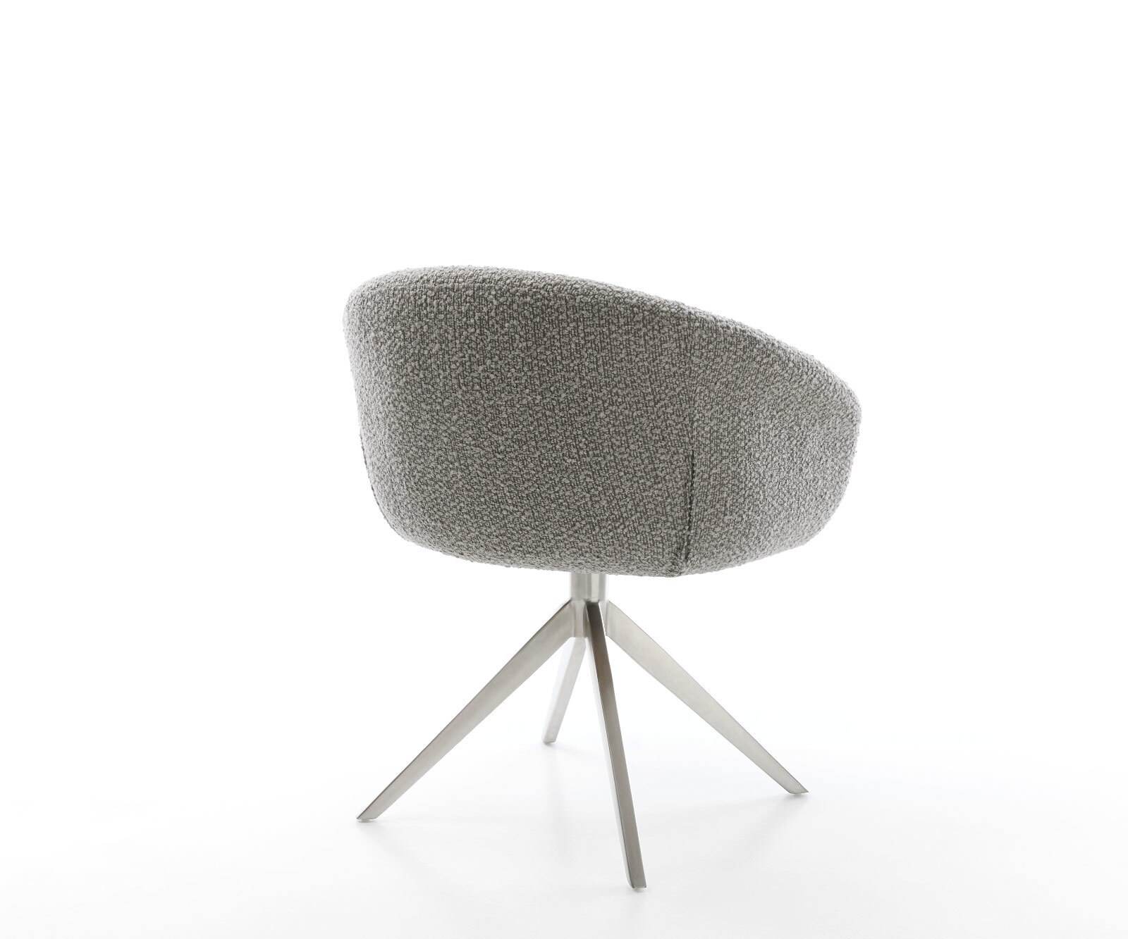 Chaise-pivotante Vinka-Flex avec accoudoirs bouclé gris argenté pied croisé large acier inoxydable brossé pivotement sur 360° ressorts ensachés 4