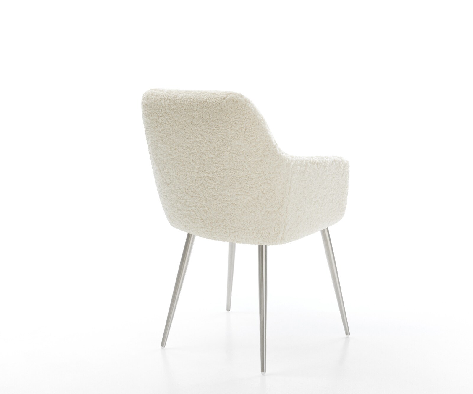 Chaise-de-salle-à-manger Pejo-Flex tissu teddy beige 4 pieds coniques acier inoxydable resorts ensachés 5