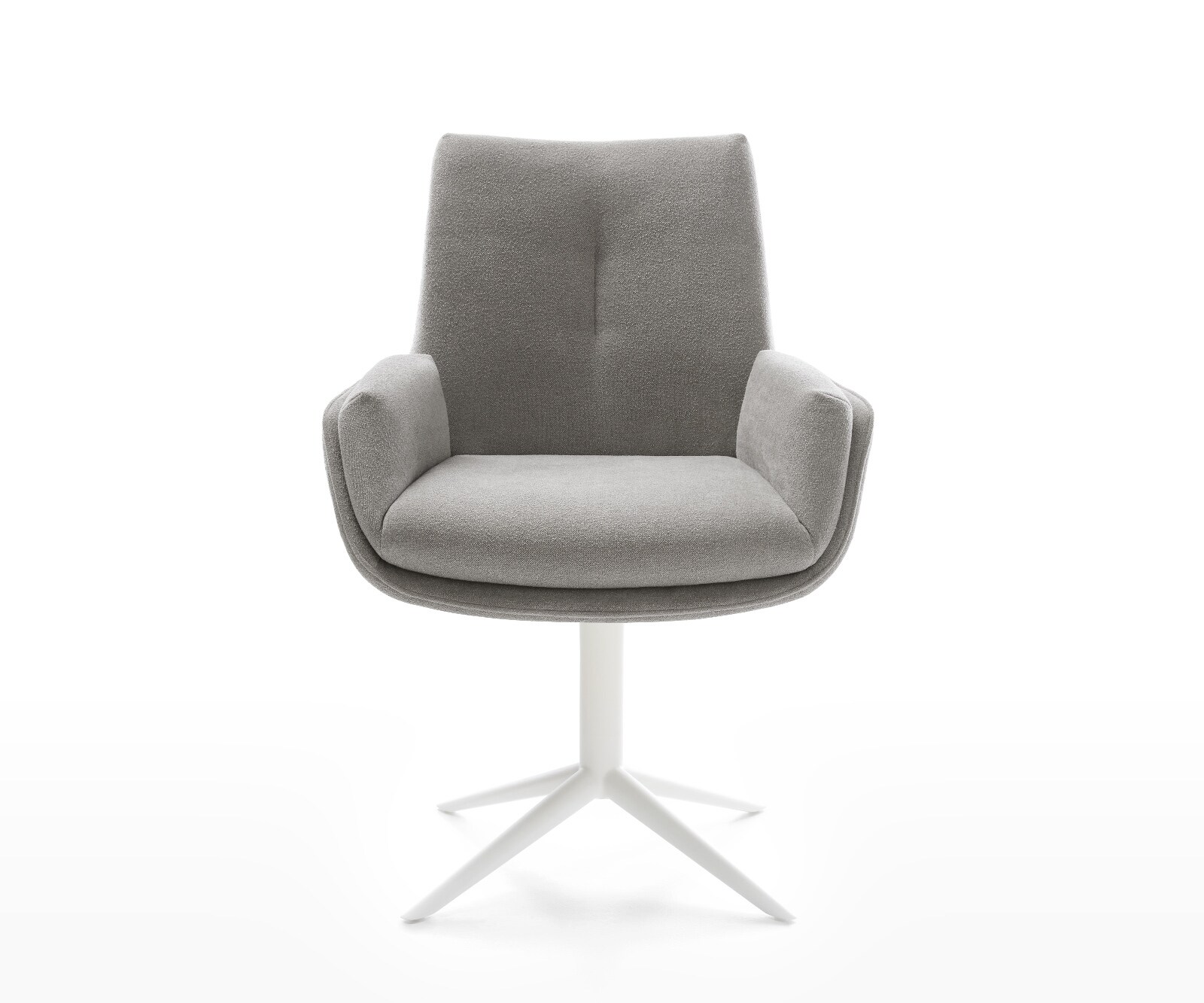 Chaise-pivotante Clea-Flex tissu structuré doux gris pied de chaise 4 branches blanc pivotement sur 360° fonction bascule 1