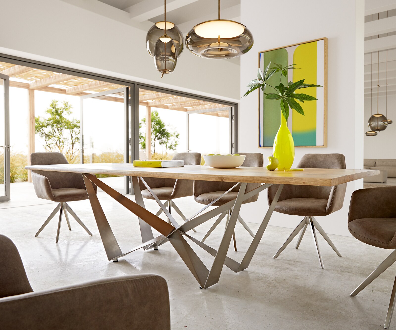 Table à manger Edge 260x100x2,5-3 chêne nature Spider acier plat acier inoxydable Live-Edge 5