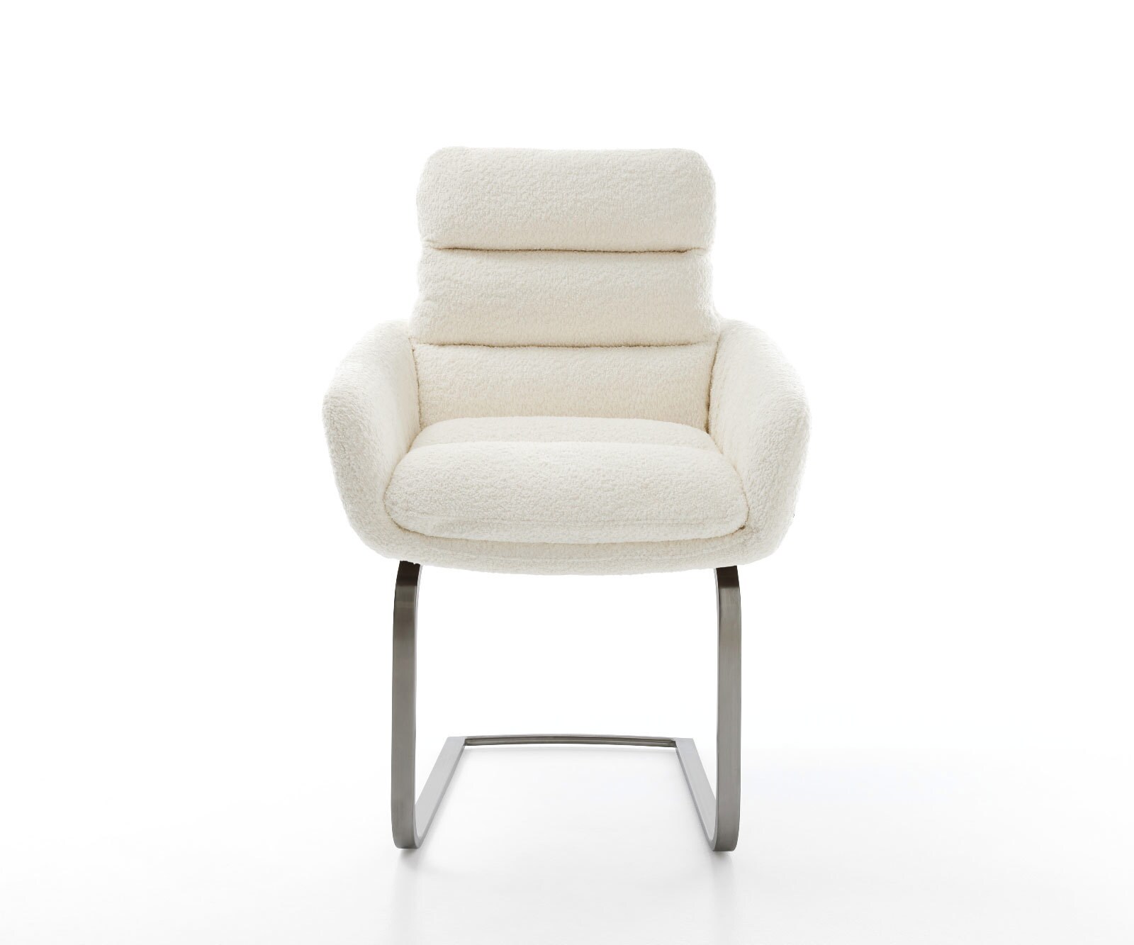 Cantilever Abelia-Flex mit Armlehnen bouclé blanc pied cantilever plat grafiete 1