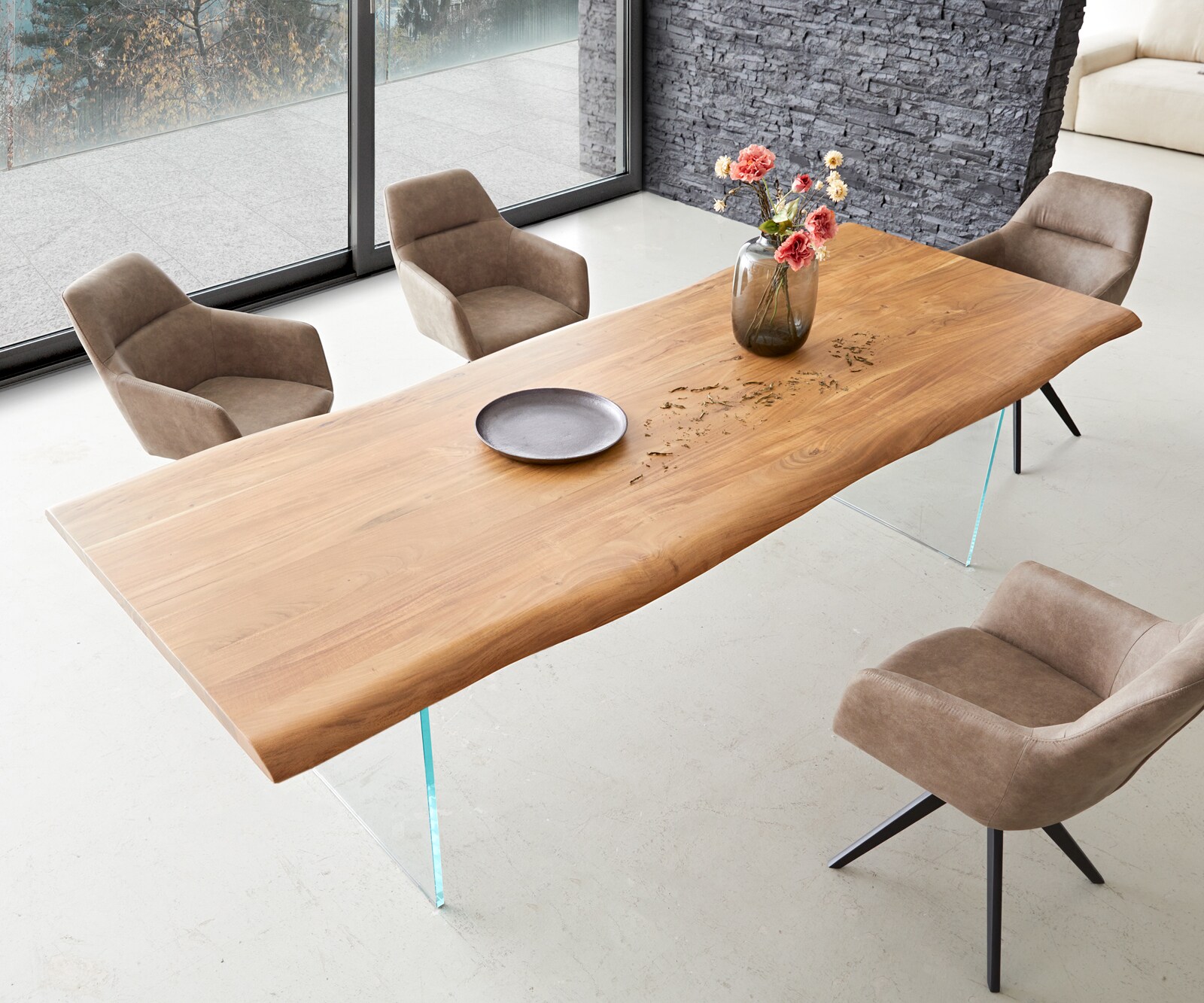 Esstisch Edge 260x100 Akazie Natur Glas Live-Edge 3