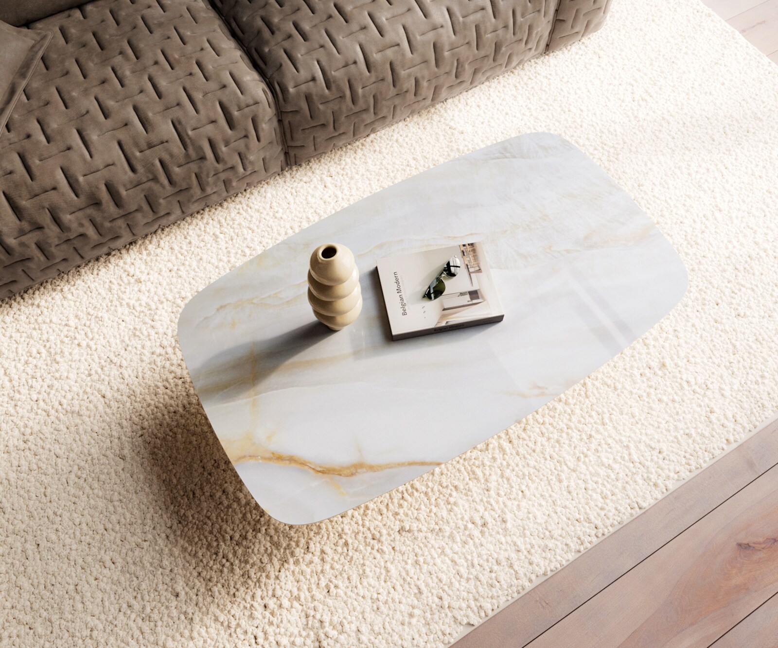 Couchtisch Edge Boot 120x70 cm Keramik Onyx Pearl Ovada Effektfinish Titan 3