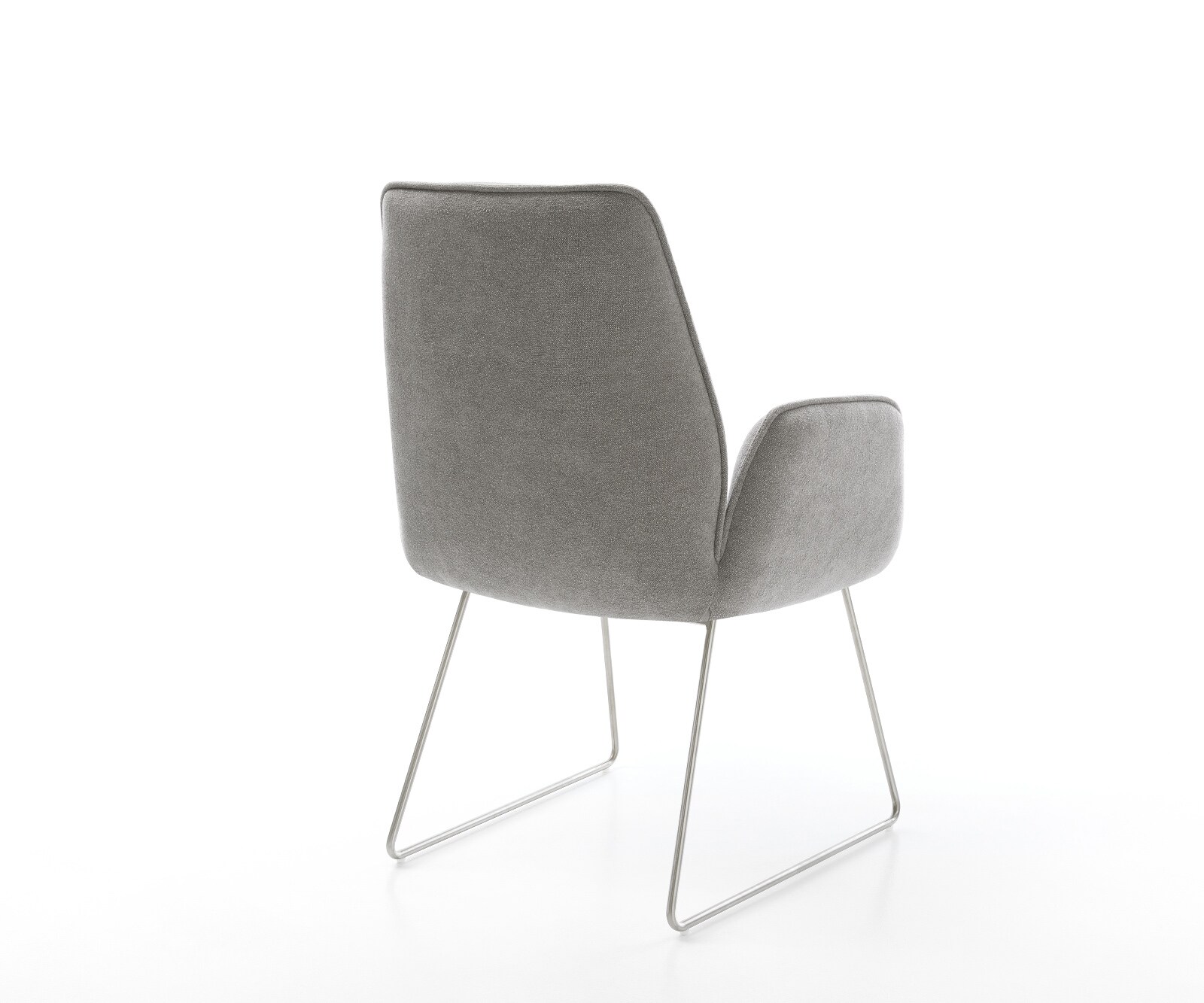 Chaise-de-salle-à-manger Zoa-Flex tissu structuré doux gris pied trapèze acier inoxydable resorts ensachés 4