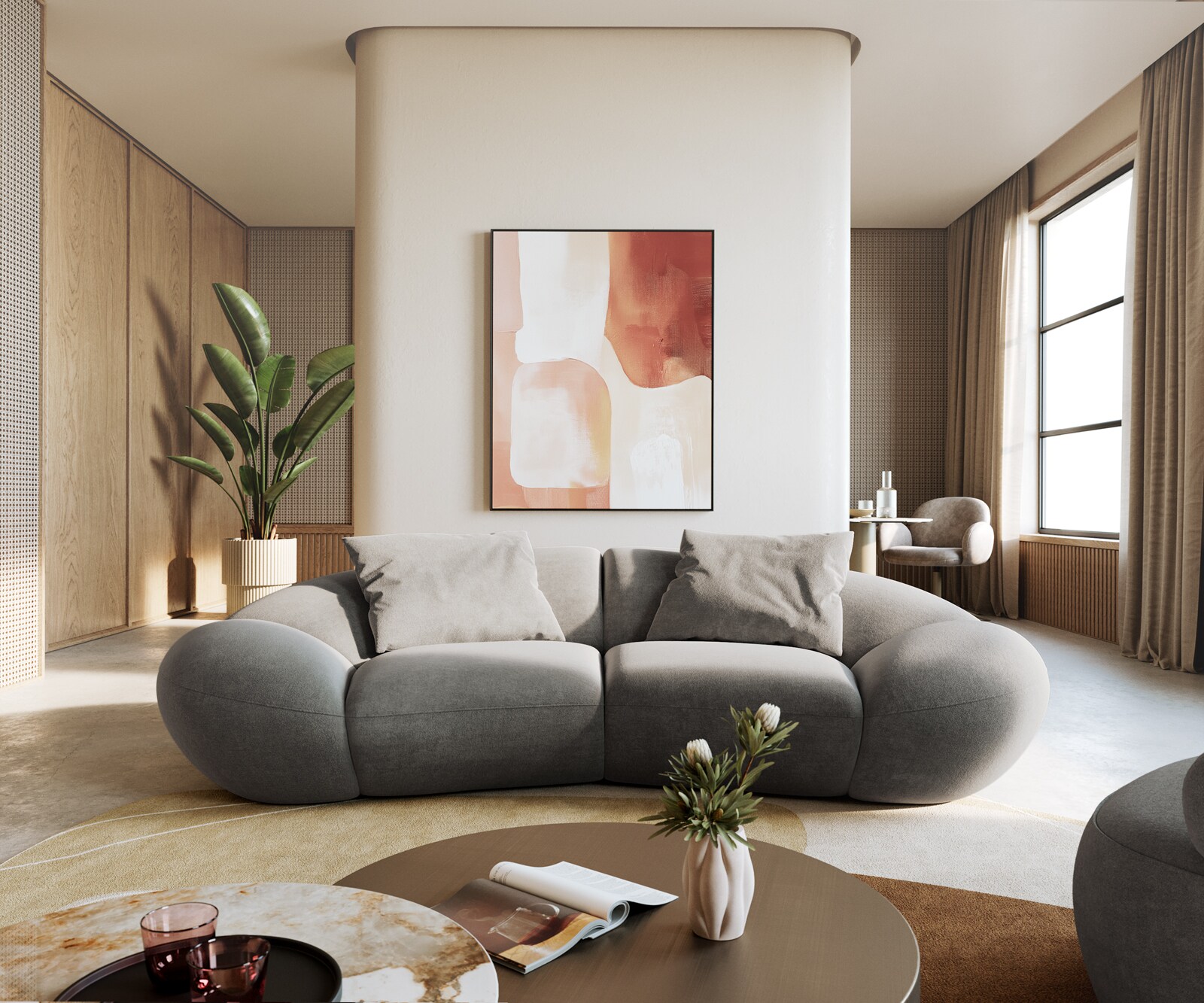 2-Sitzer Lunna 280x170 cm Strukturstoff Soft Grau 2 Kissen