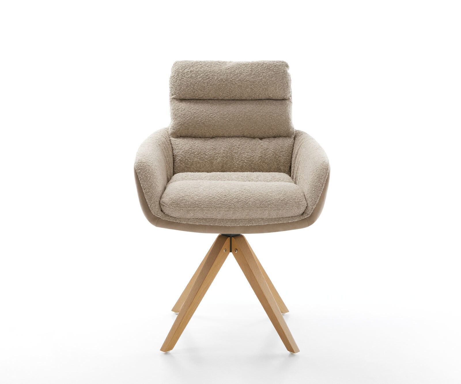 Drehstuhl Abelia-Flex mit Armlehnen Materialmix Schlamm Holzgestell kantig Weiß 180° drehbar 1 Drehstuhl Abelia-Flex mit Armlehnen Materialmix Schlamm Holzgestell kantig Weiß 180° drehbar 1