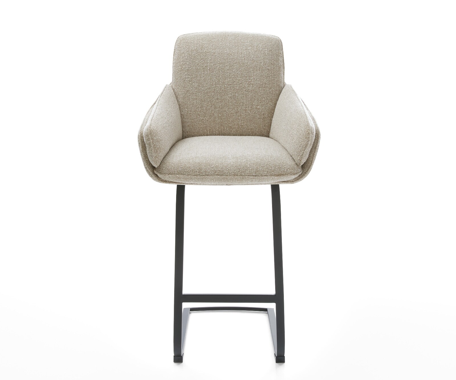 Barstuhl Luan-Flex Webstoff Soft Beige Freischwinger Flach Metall Schwarz 2