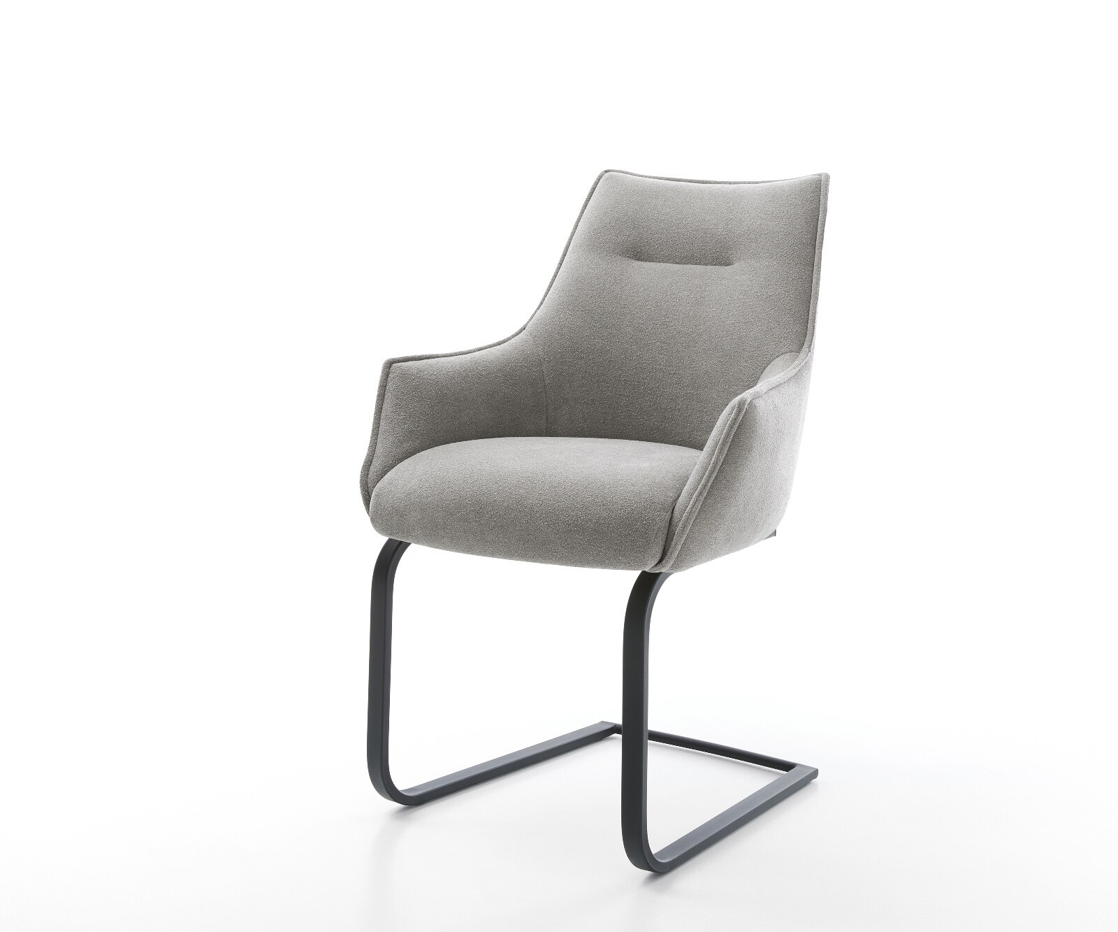 Freischwinger Alja-Flex mit Armlehnen Strukturstoff Soft Grau Freischwinger flach Schwarz Taschenfederkern