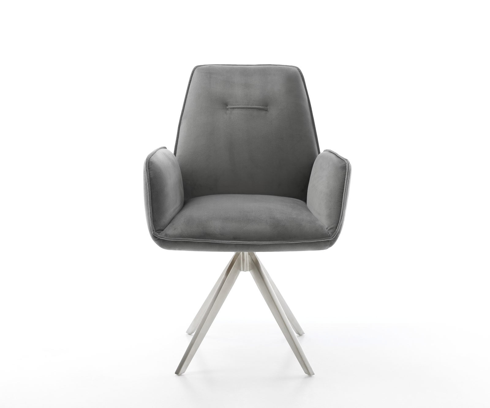 Esszimmerstuhl Zoa-Flex Samt Grau Kreuzgestell kantig Edelstahl Taschenfederkern 1 Esszimmerstuhl Zoa-Flex Samt Grau Kreuzgestell kantig Edelstahl Taschenfederkern 1