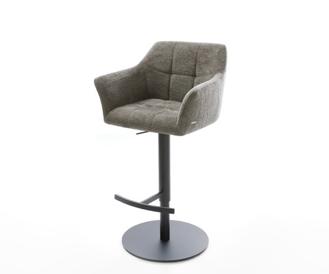 Chaise-de-bar Yulo-Flex Bouclé doux Boue Pied pivotant réglable en hauteur Noir Noir
