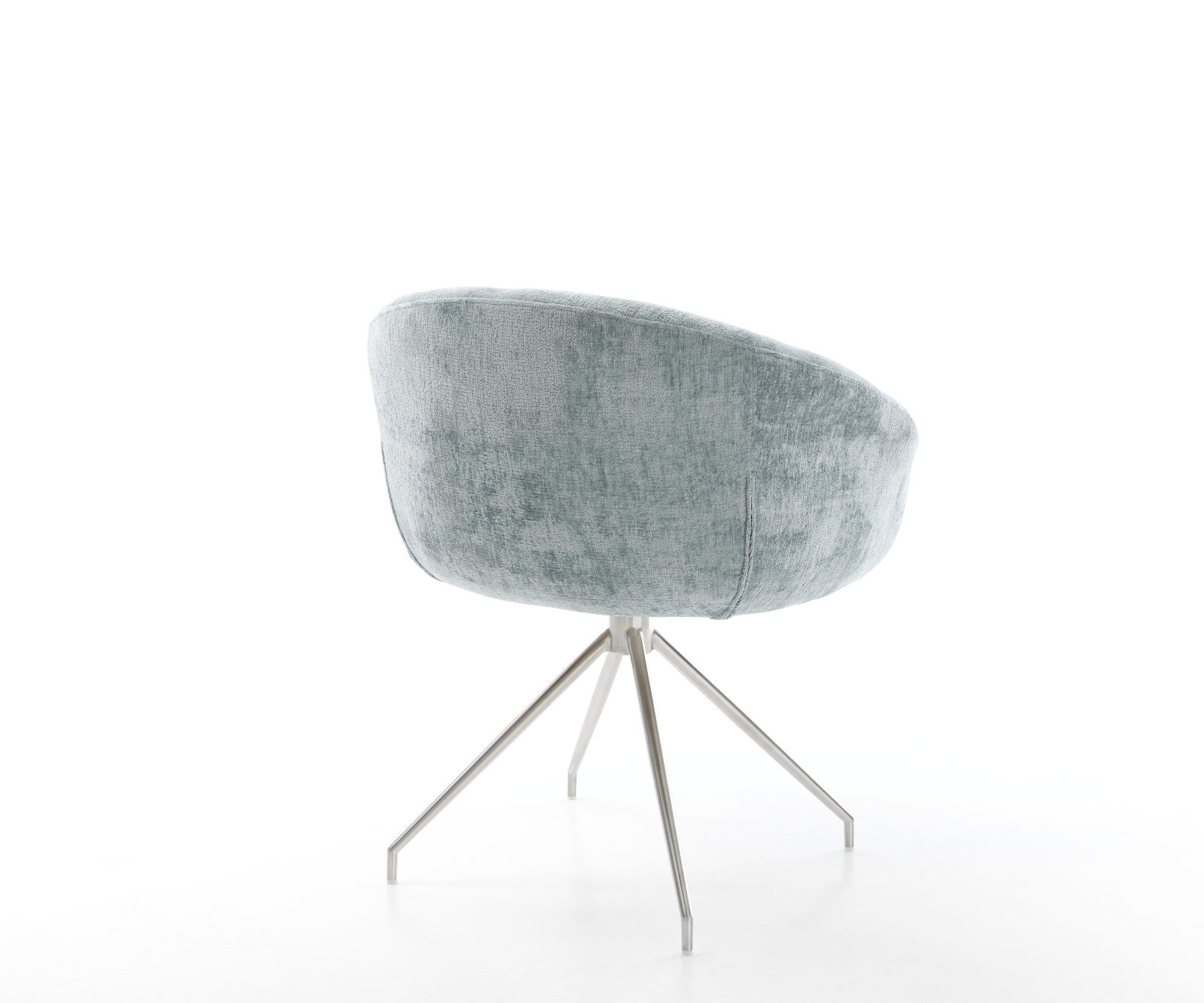 Drehstuhl Vinka-Flex mit Armlehnen Chenille Pastellblau Kreuzgestell konisch Edelstahl 180° drehbar Taschenfederkern 4 Drehstuhl Vinka-Flex mit Armlehnen Chenille Pastellblau Kreuzgestell konisch Edelstahl 180° drehbar Taschenfederkern 4