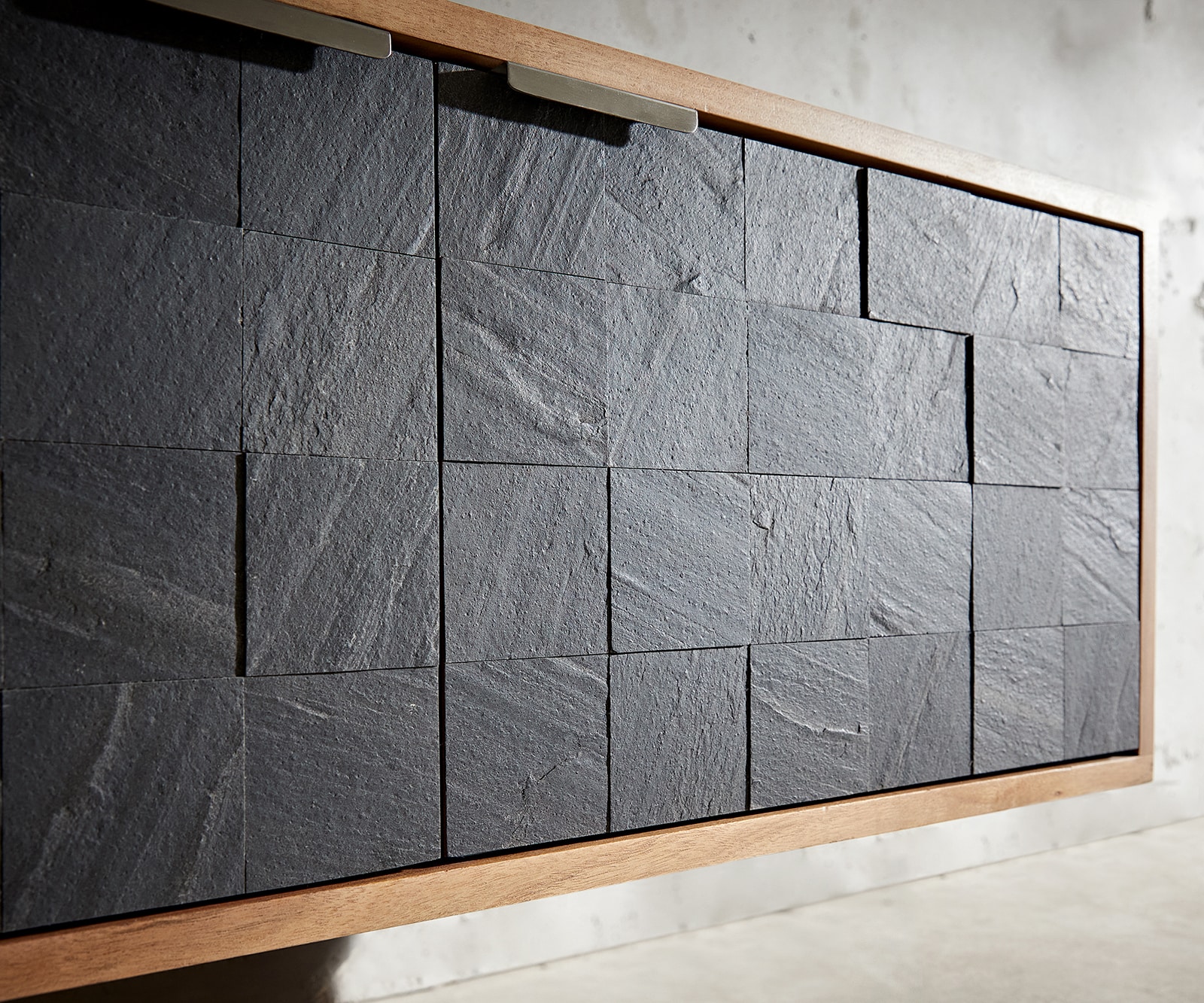 Lowboard Teele 240 cm Akazie Natur Schiefer 4 Türen schwebend 4 Lowboard Teele 240 cm Akazie Natur Schiefer 4 Türen schwebend 4