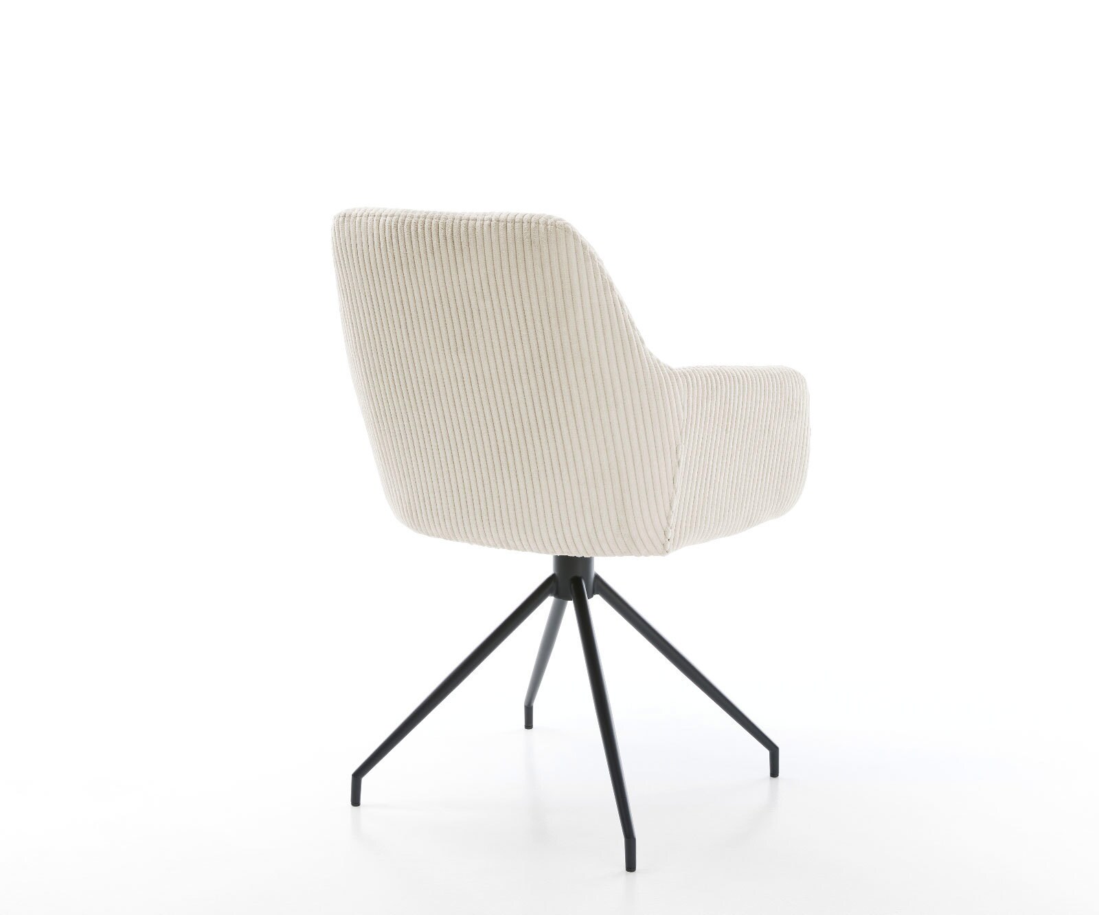 Chaise-de-salle-à-manger Pejo-Flex côtelé beige vintage pied croisé conique noir ressorts ensachés 4