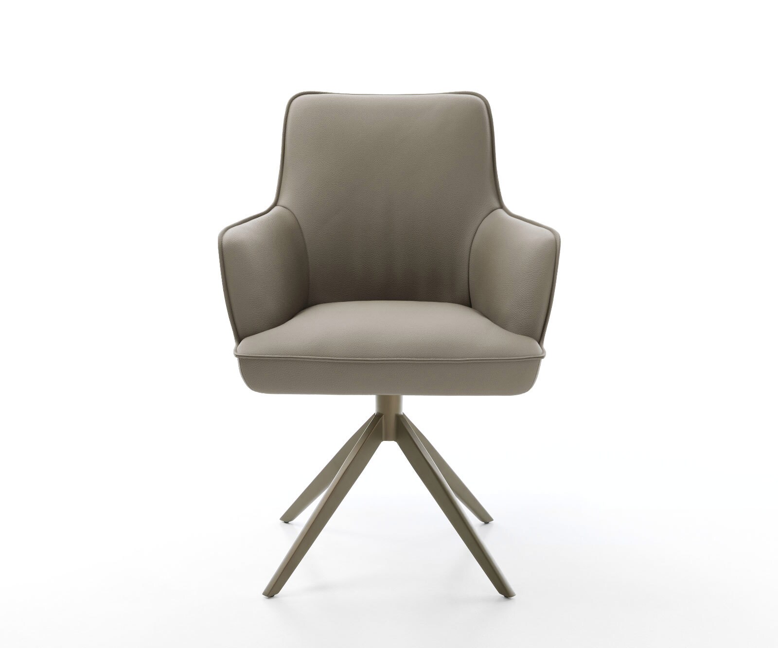 Drehstuhl Heira-Flex mit Armlehnen Echt-Leder Schlamm Kreuzgestell breit Effektfinish Titan 360° drehbar Taschenfederkern 1