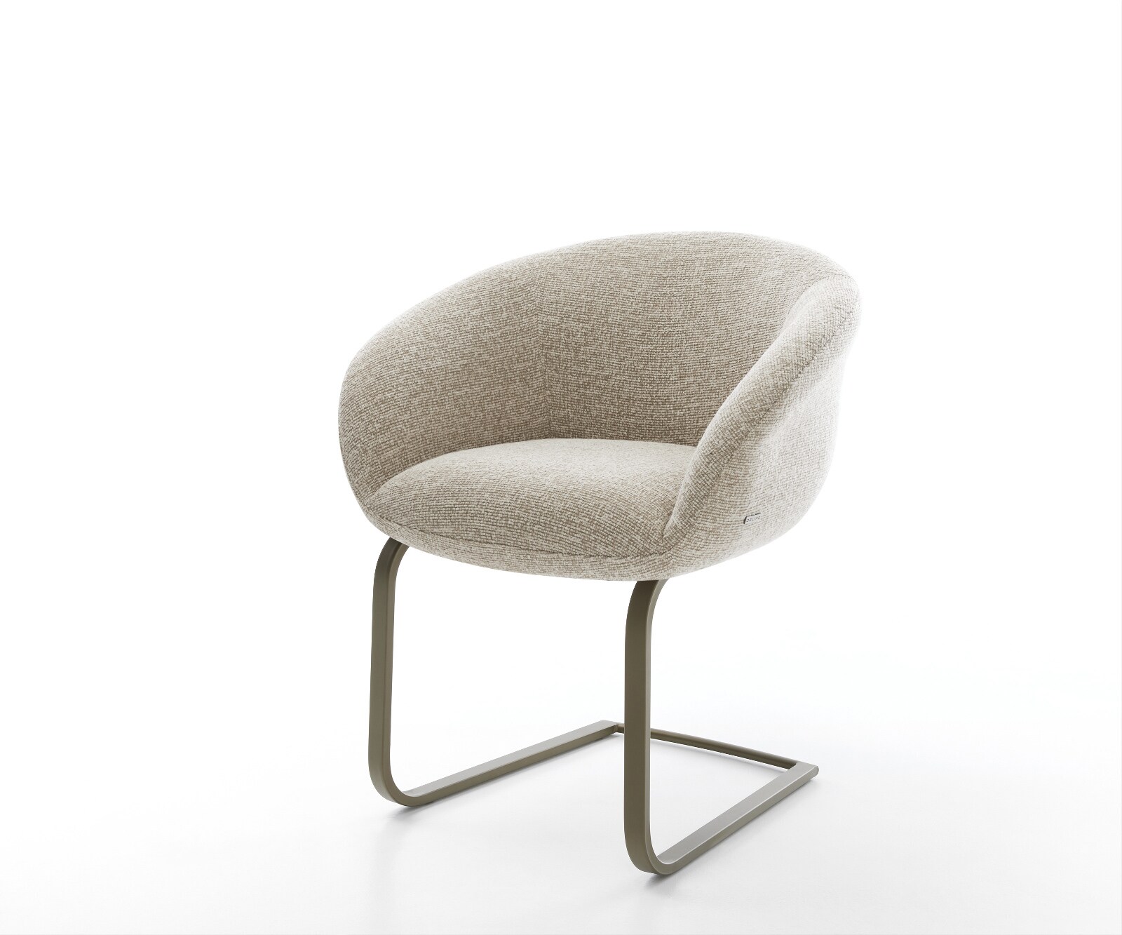 Freischwinger Vinka-Flex mit Armlehnen Webstoff Soft Beige Freischwinger flach Effektfinish Titan Taschenfederkern