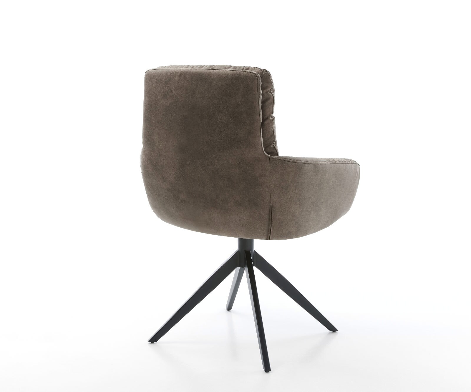 Chaise-de-salle-à-manger Abelia-Flex avec accoudoirs microvelours taupe vintage pied croisé large noir 5