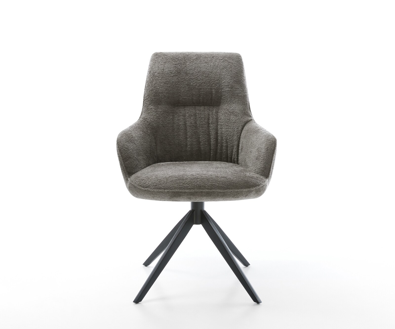 Chaise-pivotante Zelia-Flex avec accoudoirs bouclé doux couleur boue pied croisé large noir pivotement sur 360° fonction bascule resorts ensachés 1