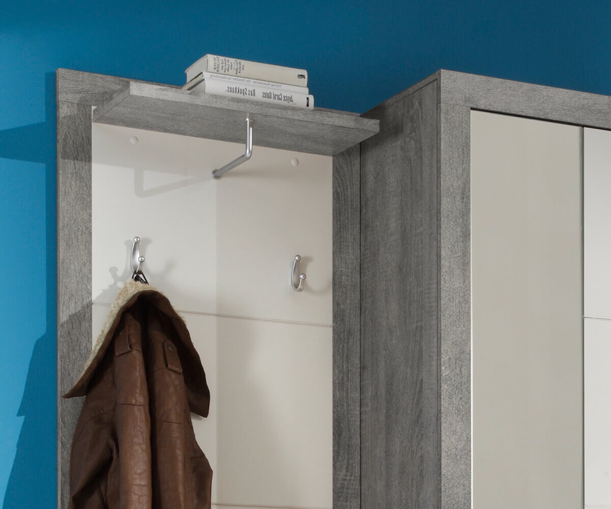Meubles-de-couloir Shandor 60x195 blanc haute brillance gris Sitzbank 1