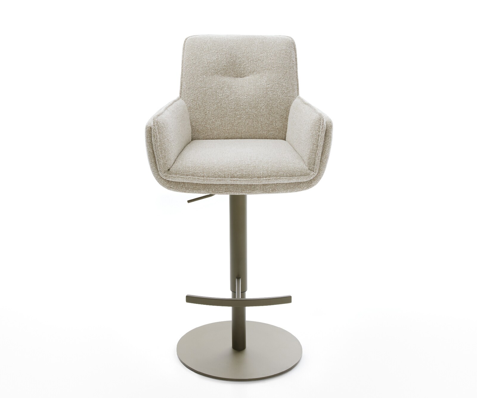 Barstuhl Nela-Flex Webstoff Soft Beige Drehfuß höhenverstellbar Metall Titanfarben 1