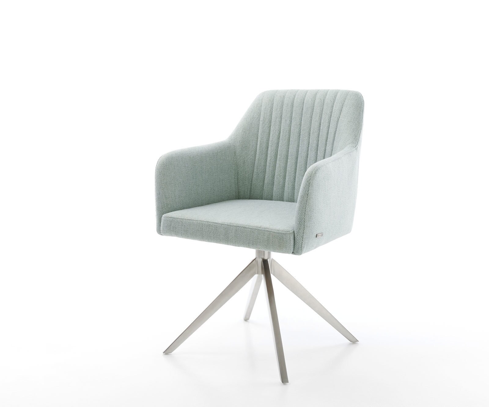 Chaise-pivotante Greg-Flex rayures vert menthe pied croisé large acier inoxydable brossé pivotement sur 360° fonction bascule