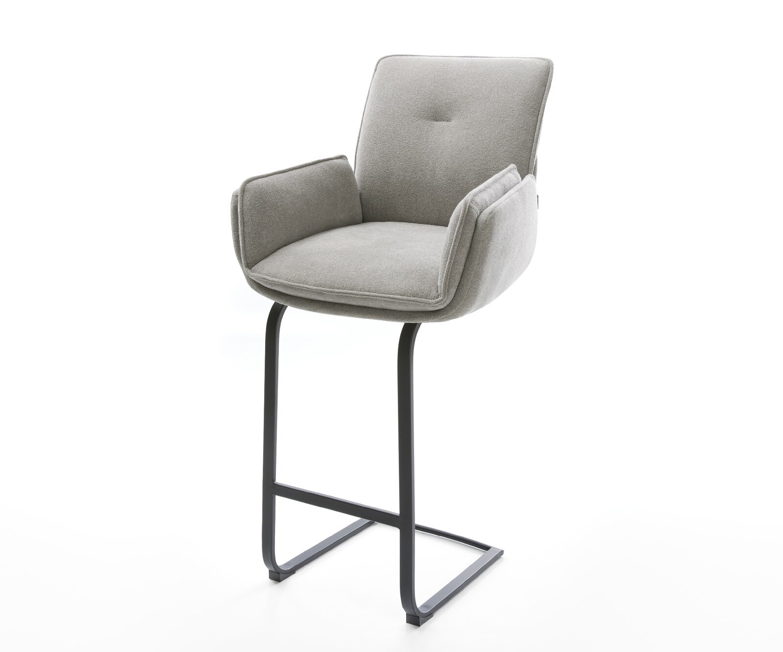 Barstuhl Nela-Flex Strukturstoff Soft Grau Freischwinger Flach Metall Schwarz 1