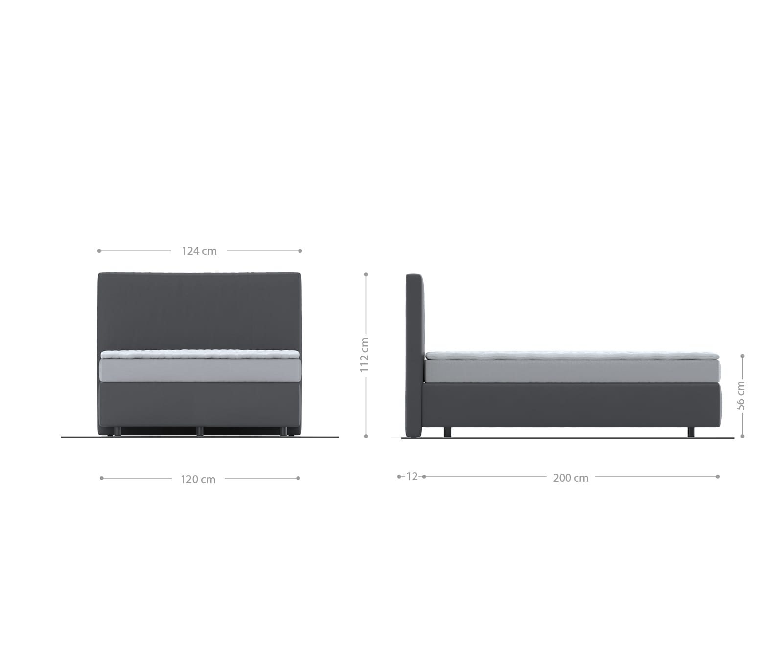 Lit-sommier-tapissier Dream-Well 120x200 cm microfibre gris 4 Lit-sommier-tapissier Dream-Well 120x200 cm microfibre gris 4