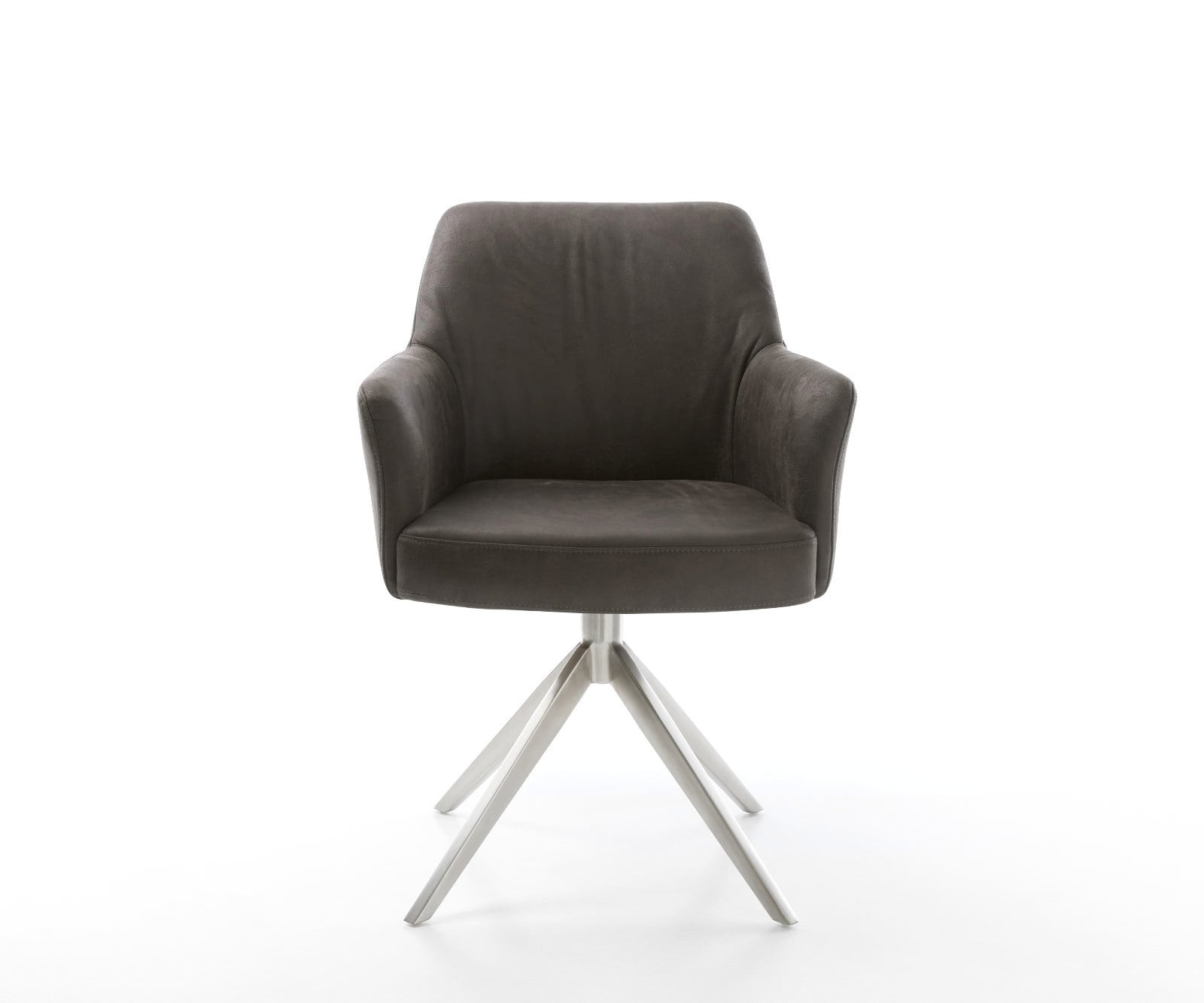 Chaise-pivotante Xana-Flex microvelours anthracite vintage pied croisé large acier inoxydable brossé pivotement sur 360° fonction bascule ressorts ensachés 1