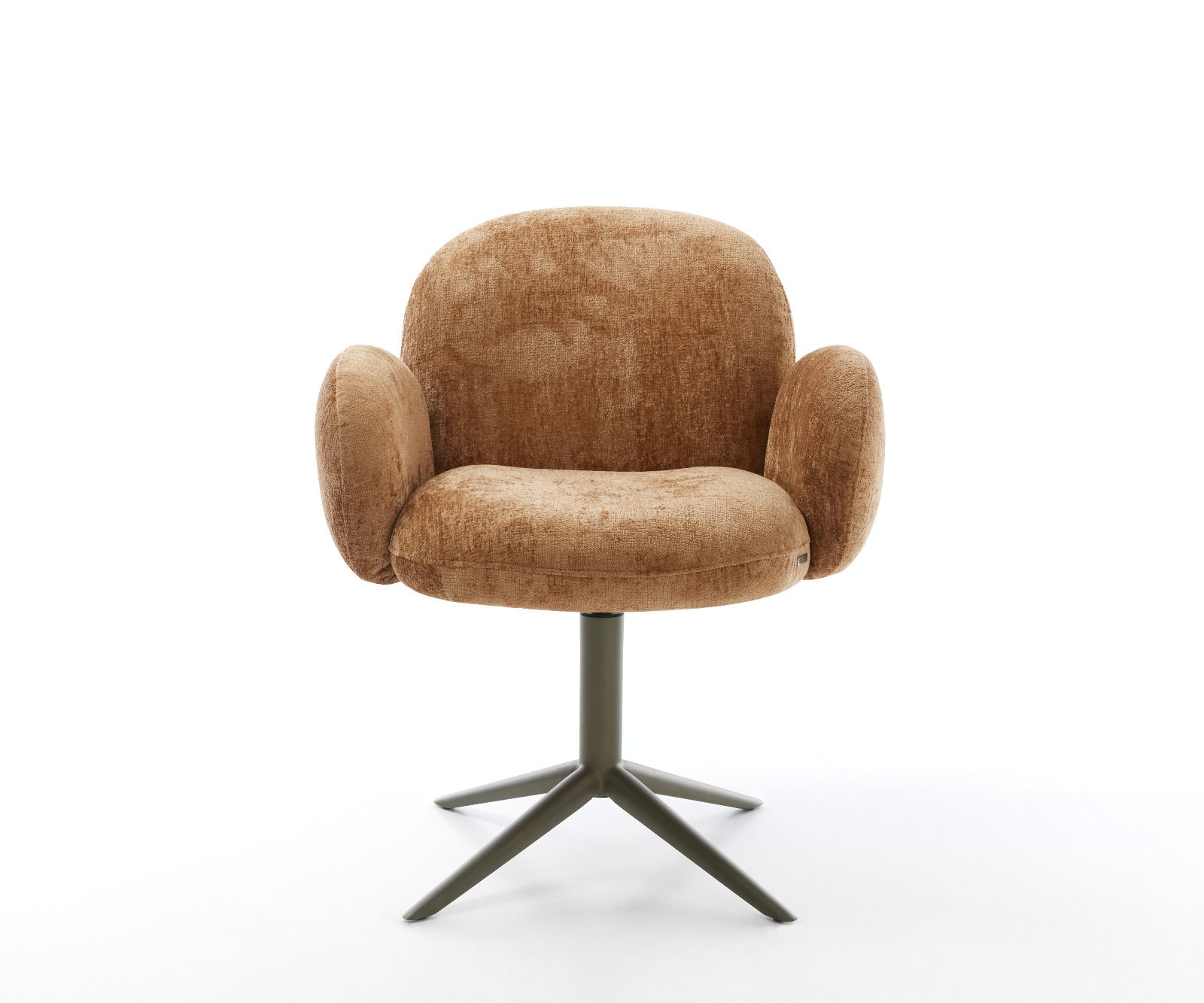 Chaise-pivotante Nube-Flex avec accoudoirs chenille rouille pied de chaise 4 branches aspect titane pivotement sur 360° fonction bascule ressorts ensachés 2