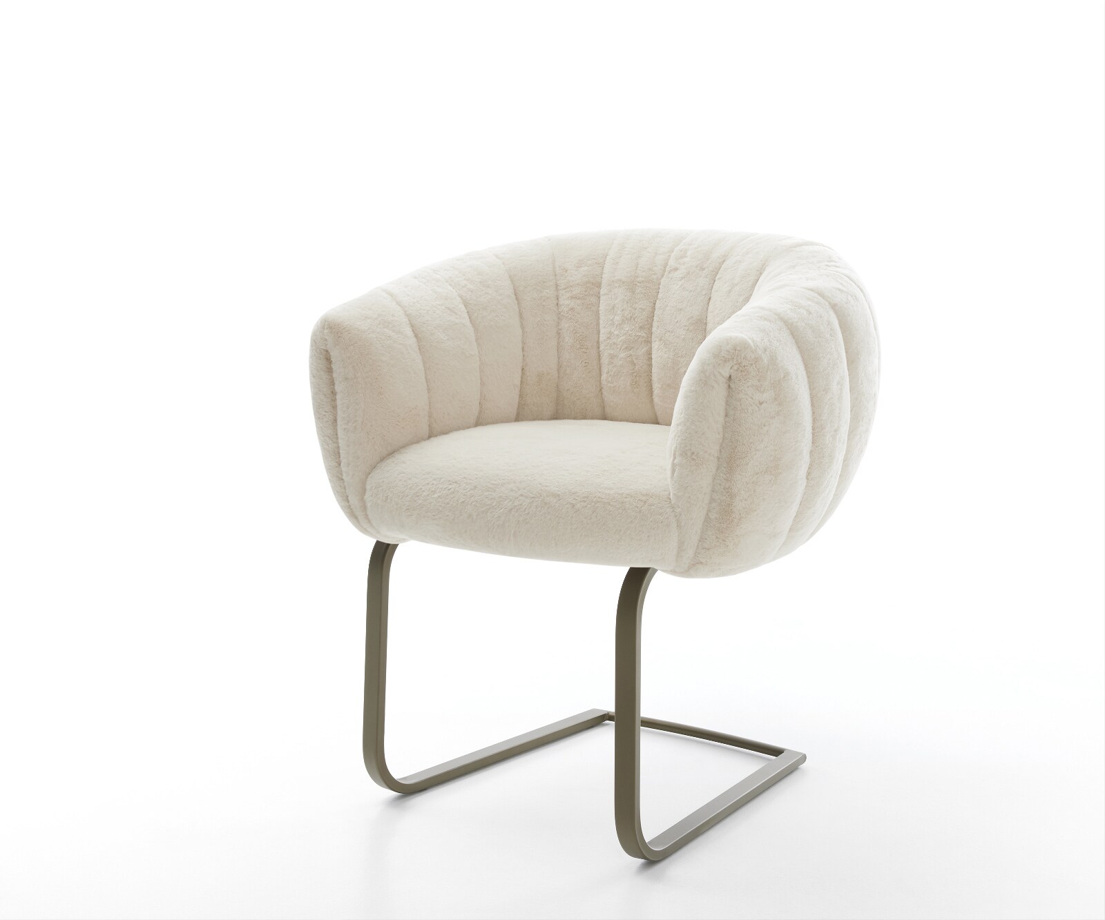 Cantilever Jada-Flex peluche crème-blanc pied cantilever plat aspect titane ressorts ensachés