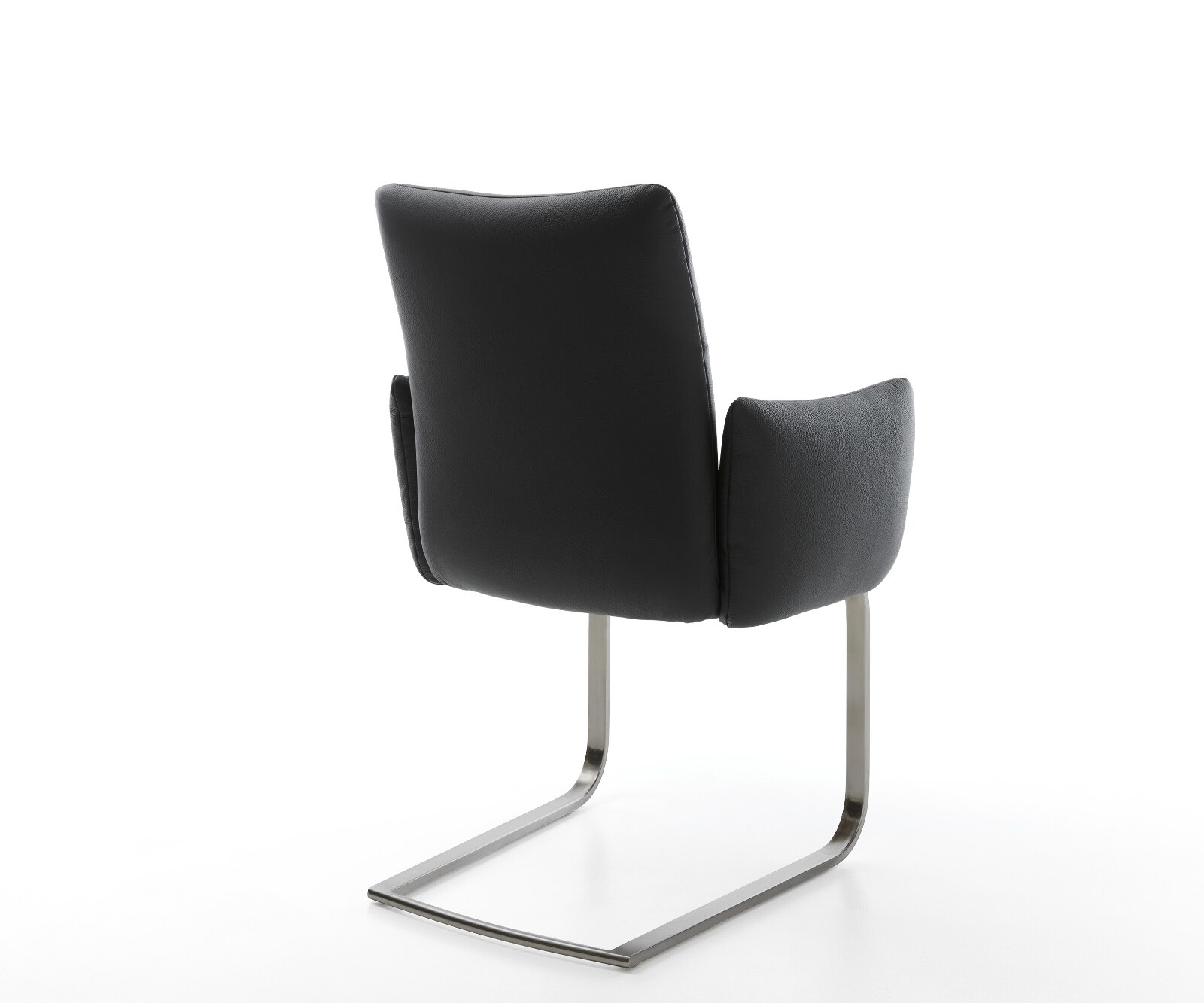Cantilever Jova-Flex avec accoudoirs cuir de vache noir pied cantilever plat grafiete ressorts ensachés 4