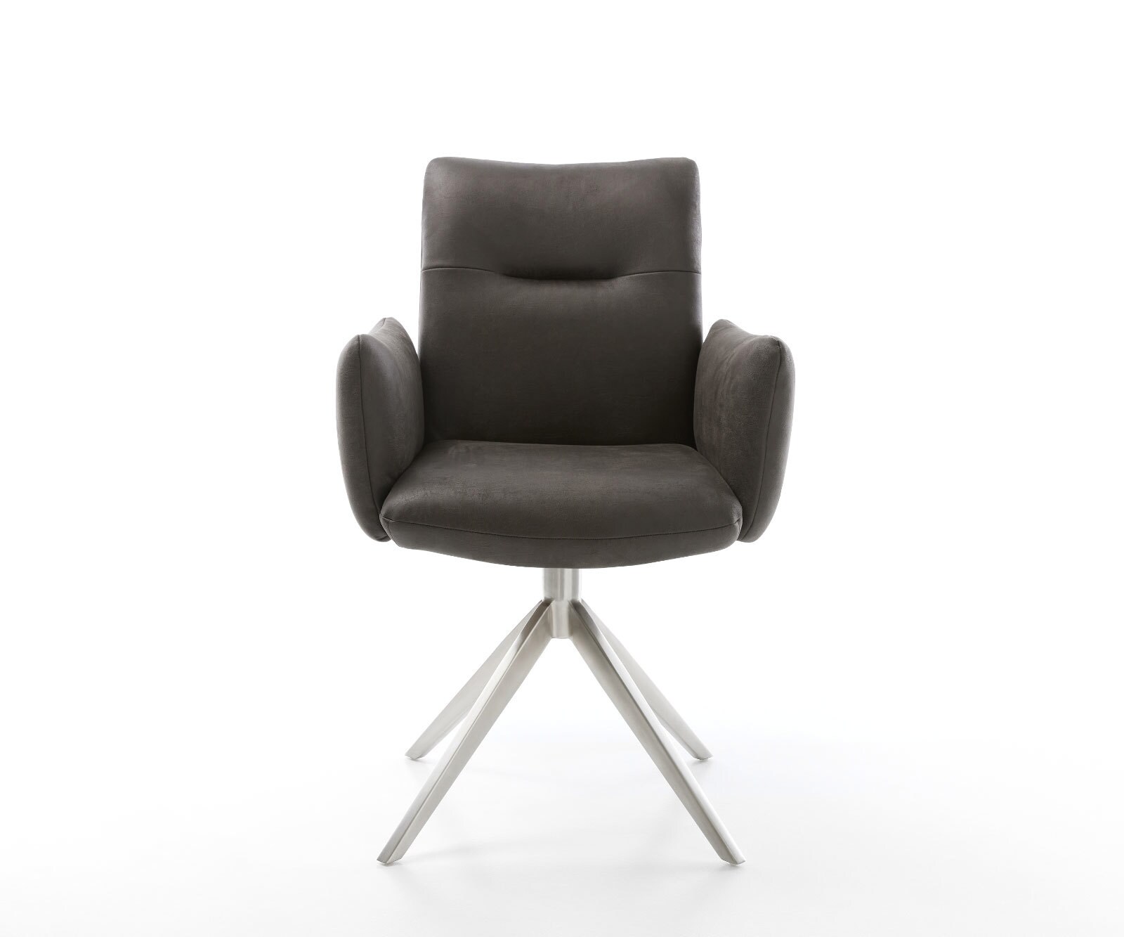 Chaise-pivotante Jova-Flex microvelours anthracite vintage pied croisé large acier inoxydable brossé pivotement sur 360° fonction bascule ressorts ensachés 2