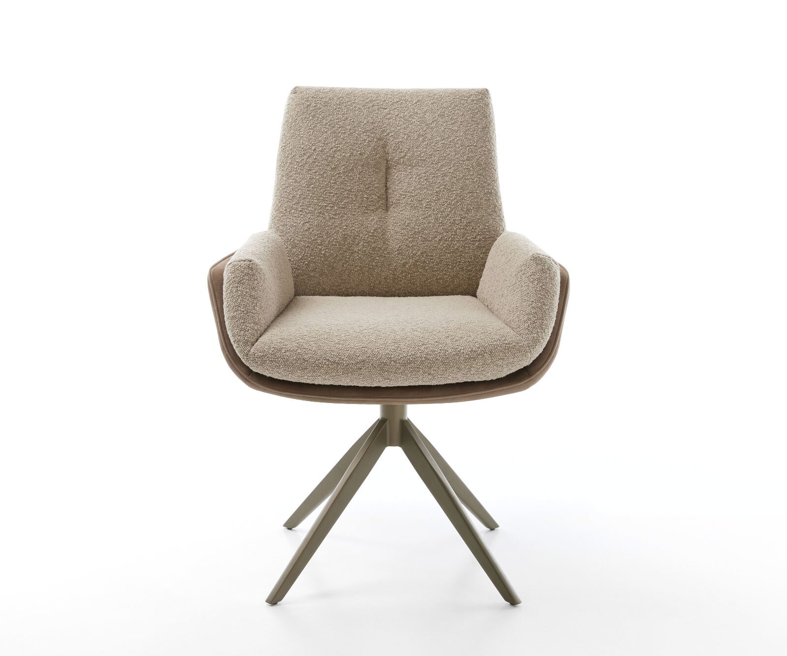 Chaise-pivotante Clea-Flex tissu mixte couleur boue pied croisé large aspect titane pivotement sur 360° 1