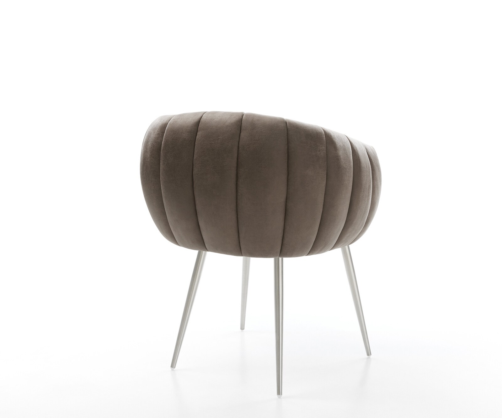 Chaise-de-salle-à-manger Jada-Flex microvelours taupe vintage 4 pieds coniques acier inoxydable brossé ressorts ensachés 4