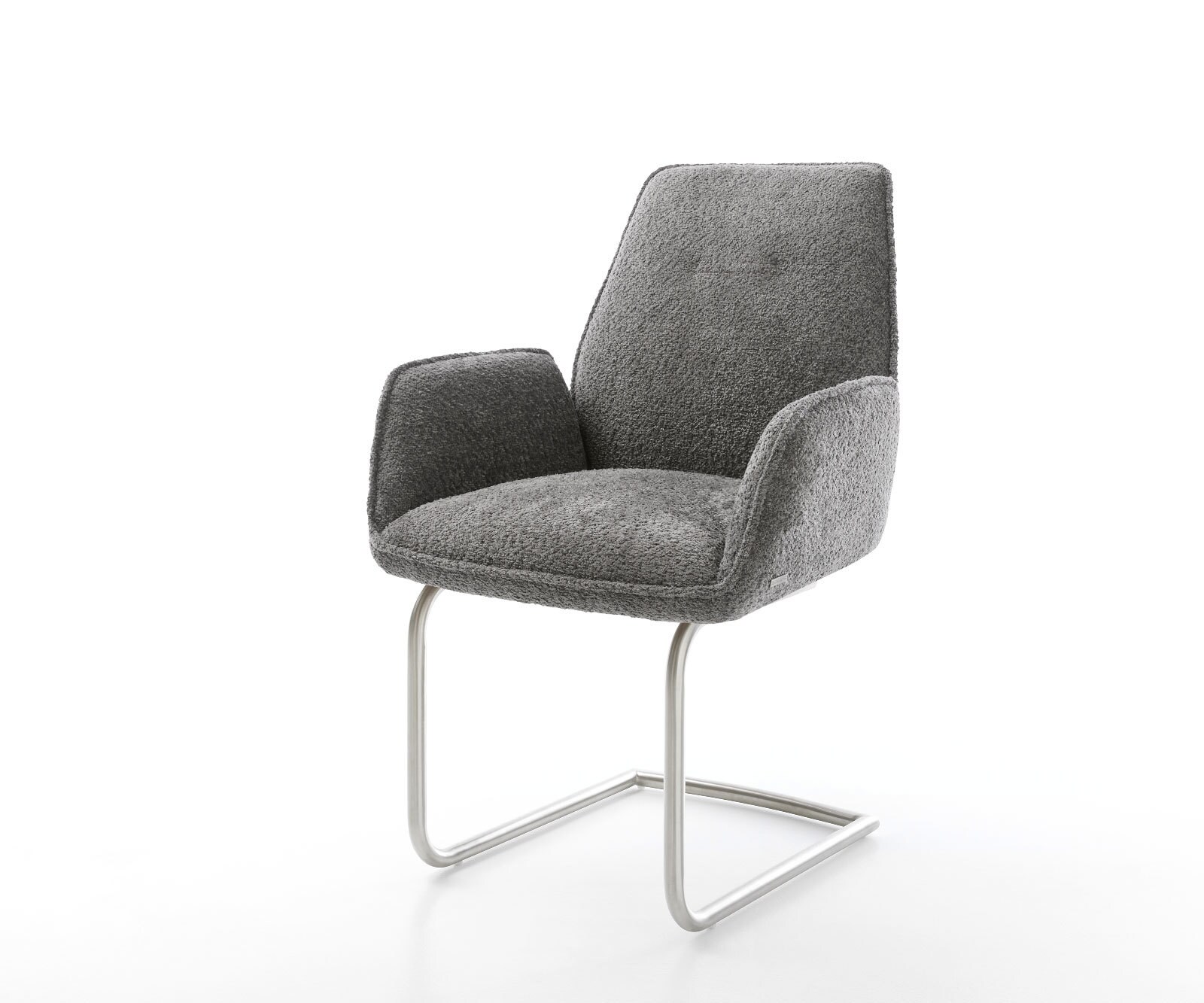 Freischwinger Zoa-Flex Bouclé Grau Freischwinger rund Edelstahl Taschenfederkern
