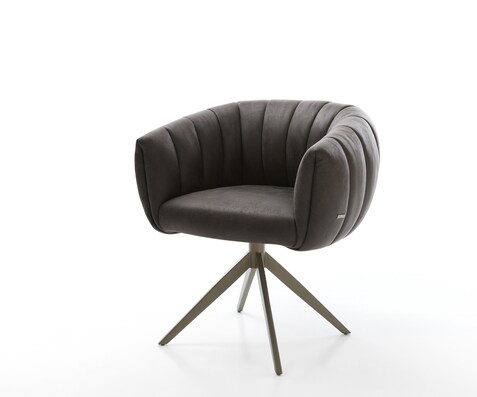 Drehstuhl Jada-Flex Mikrofaser Anthrazit Vintage Kreuzgestell breit Effektfinish Titan 360° drehbar Wippfunktion Taschenfederkern