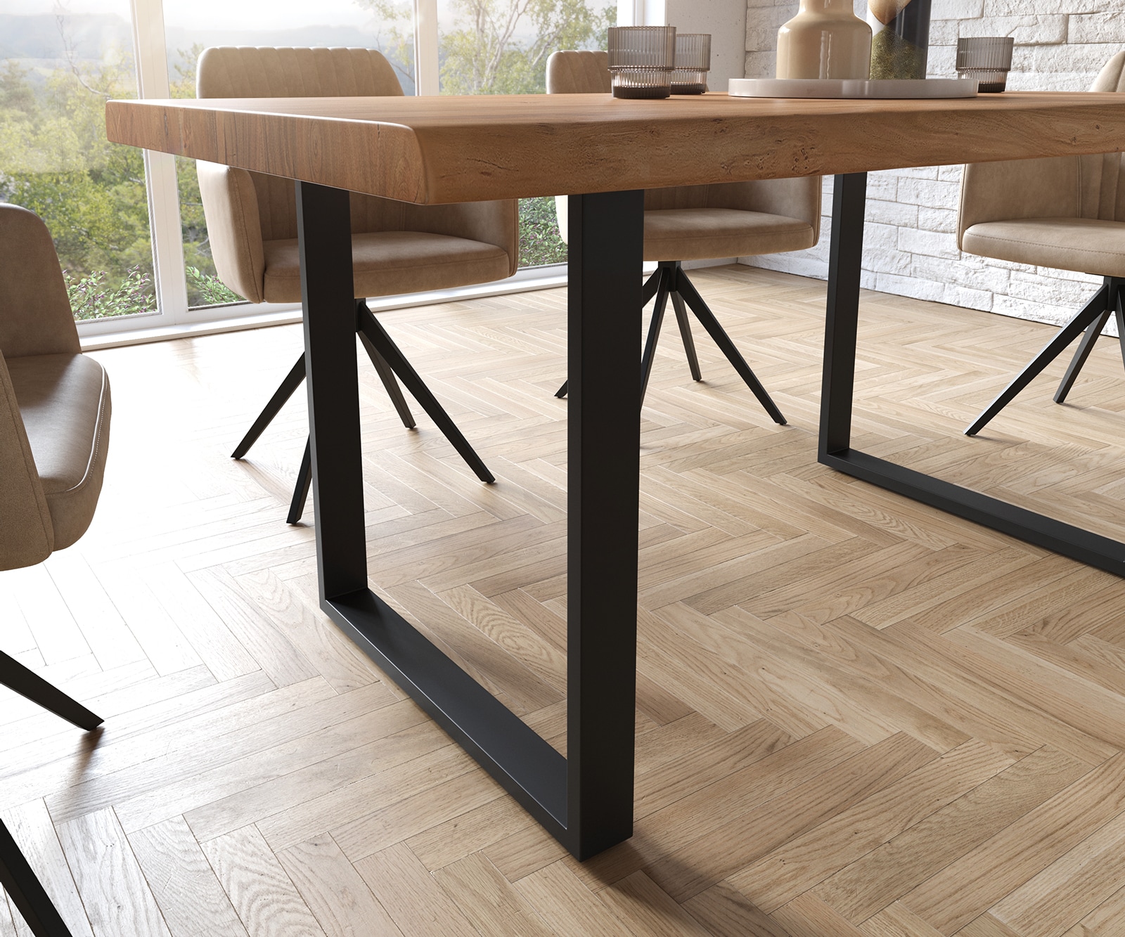 Esstisch Edge 160x90 XL Akazie Natur Kufe Schwarz Live-Edge 5 Esstisch Edge 160x90 XL Akazie Natur Kufe Schwarz Live-Edge 5