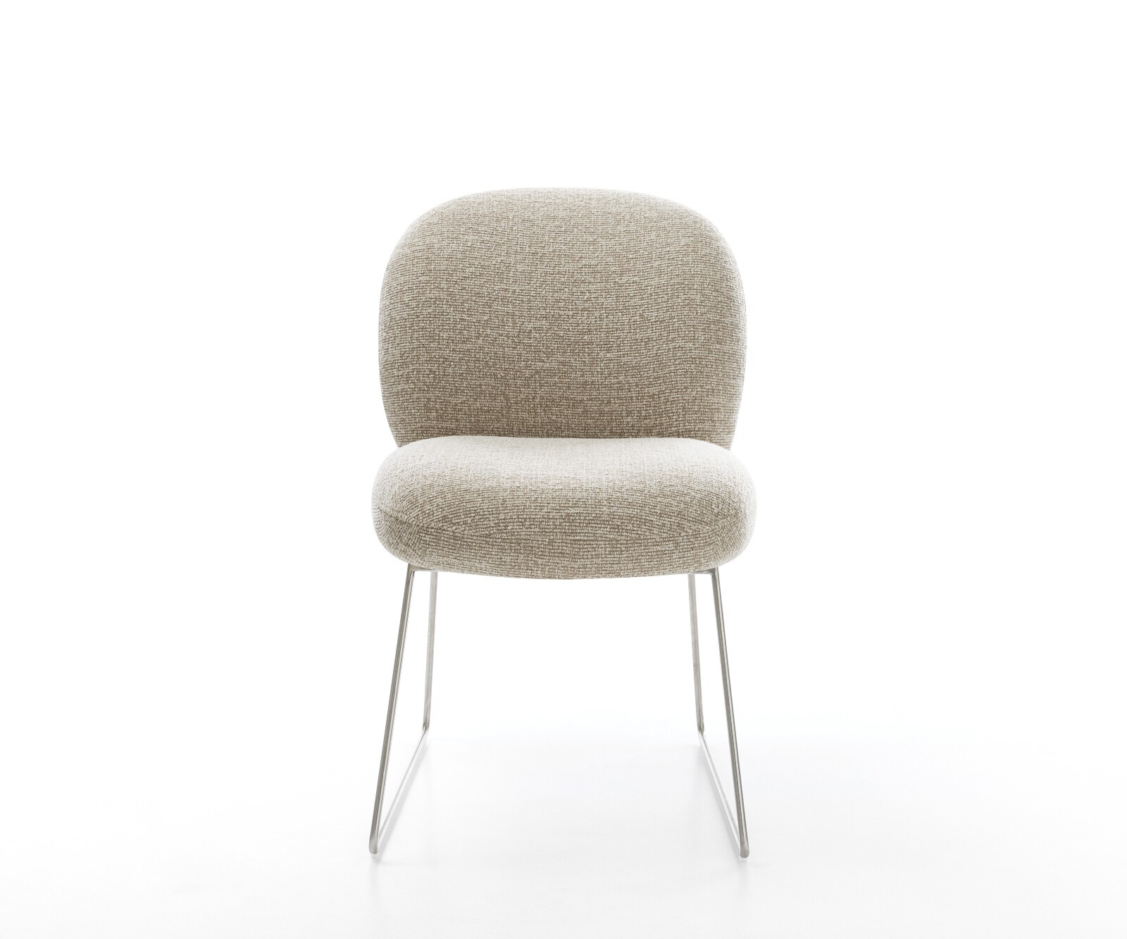 Esszimmerstuhl Nube-Flex Webstoff Soft Beige Kufengestell Edelstahl Taschenfederkern 1