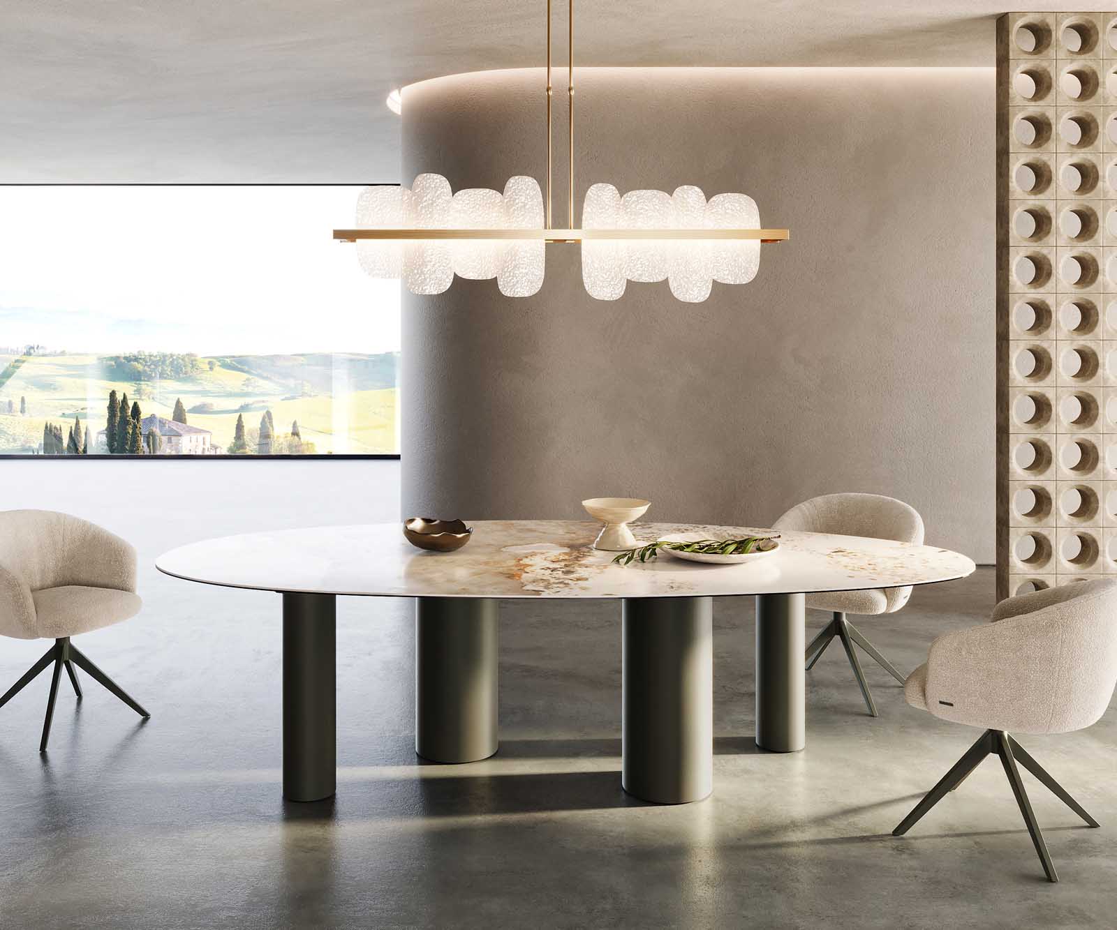 Esstisch Edge Oval 280x130 Keramik Minas Melange Weiß-Beige Pilier Metall Effektfinish Titan 1 Esstisch Edge Oval 280x130 Keramik Minas Melange Weiß-Beige Pilier Metall Effektfinish Titan 1