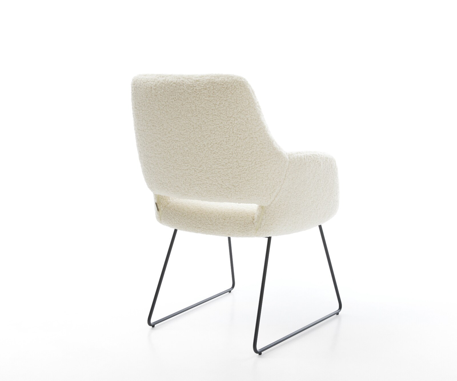 Esszimmerstuhl Yago-Flex mit Armlehnen Teddystoff Beige Kufengestell Schwarz Taschenfederkern 5