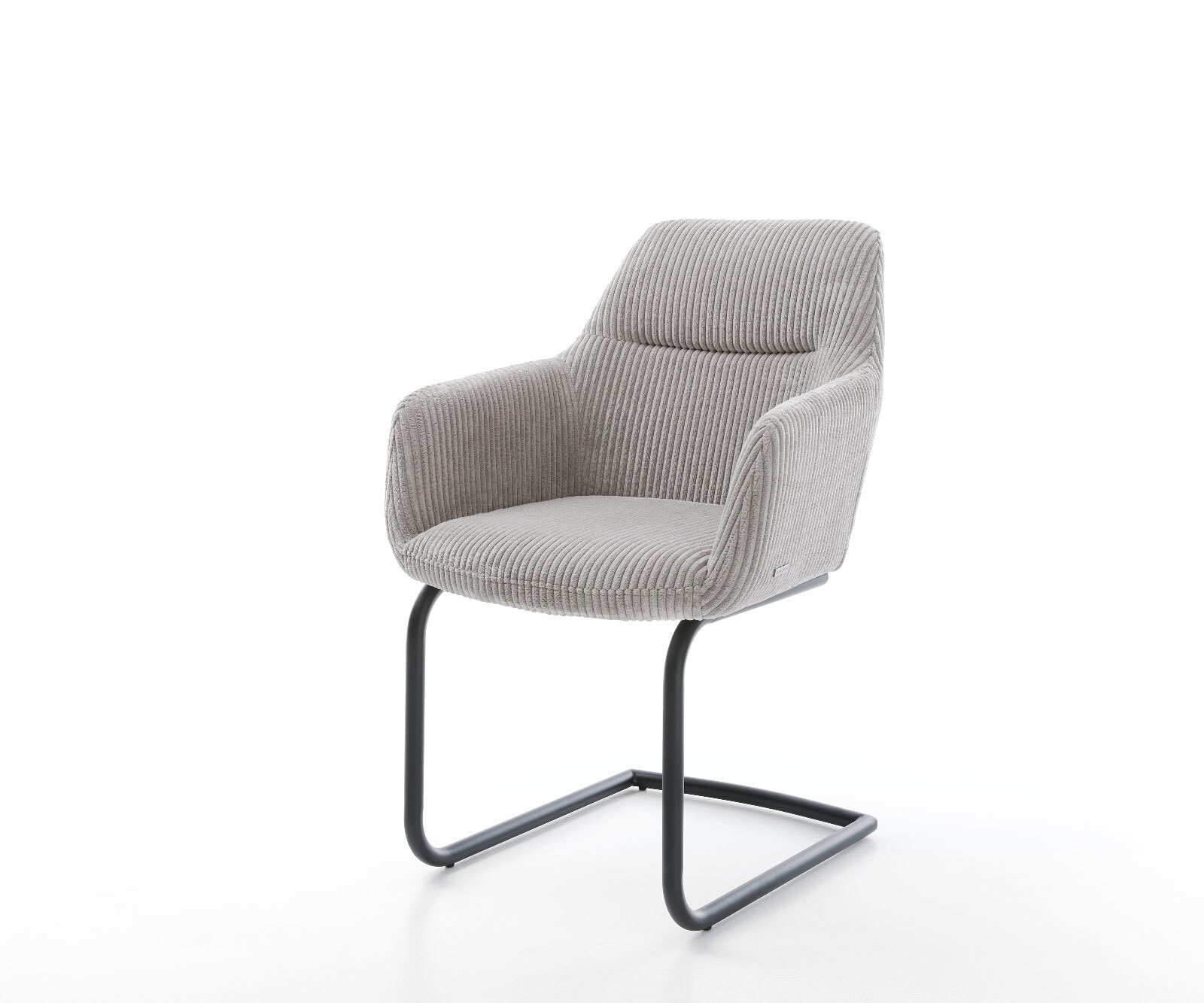 Cantilever Pejo-Flex côtelé gris argenté pied cantilever rond noir ressorts ensachés 1