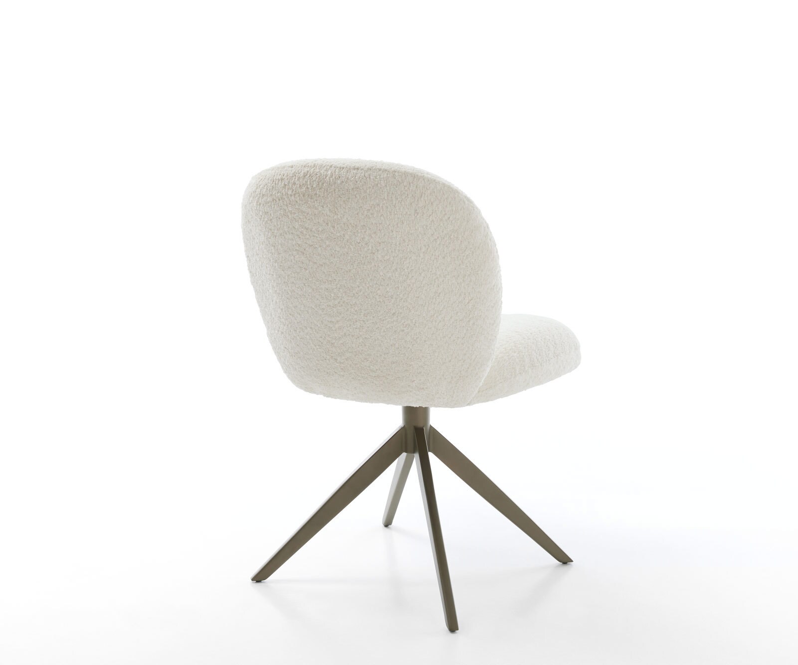 Chaise-pivotante Nube-Flex bouclé blanc pied croisé large aspect titane pivotement sur 360° ressorts ensachés 5