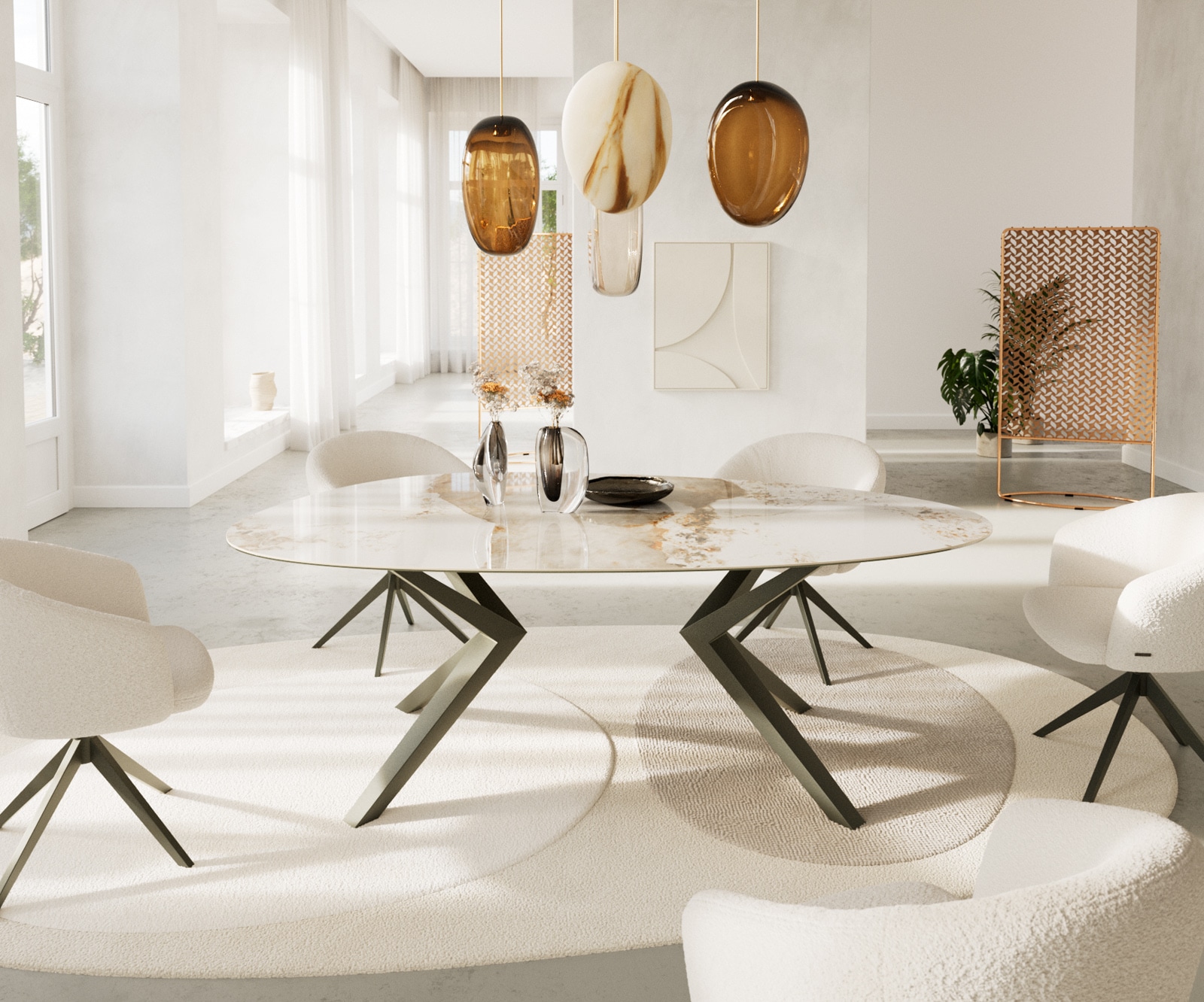 Esstisch Edge Oval 220x120 Keramik Minas Melange Weiß-Beige Zenthara kantig Metall Effektfinish Titan 1 Esstisch Edge Oval 220x120 Keramik Minas Melange Weiß-Beige Zenthara kantig Metall Effektfinish Titan 1