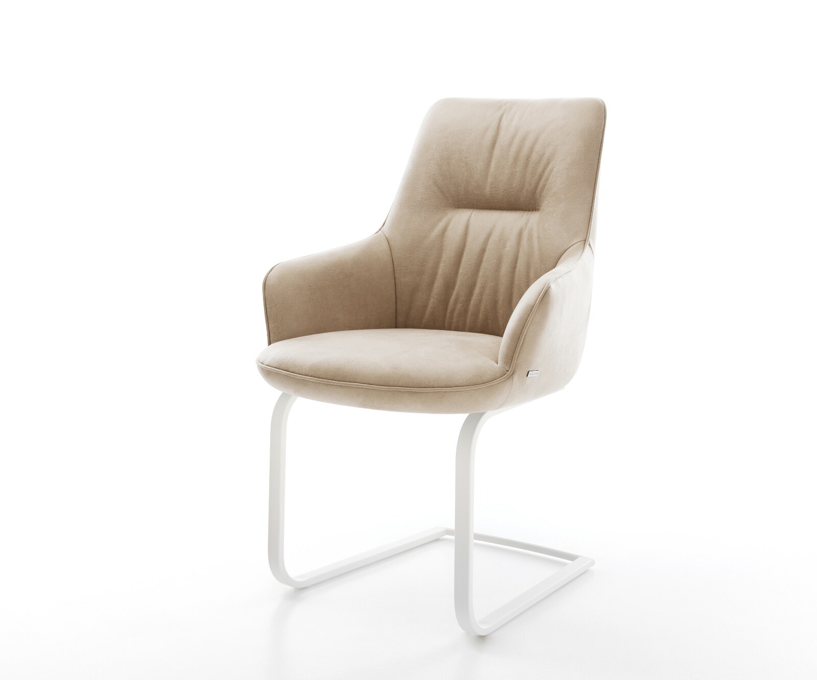 Cantilever Zelia-Flex avec accoudoirs microfibre beige vintage pied cantilever plat blanc ressorts ensachés 1