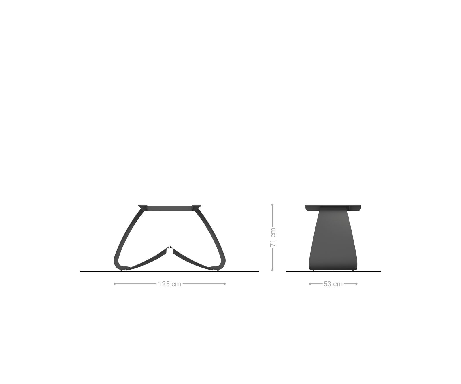 Cadre-W métal finition effet titane pour plateaux à partir de 200 cm 1 Cadre-W métal finition effet titane pour plateaux à partir de 200 cm 1