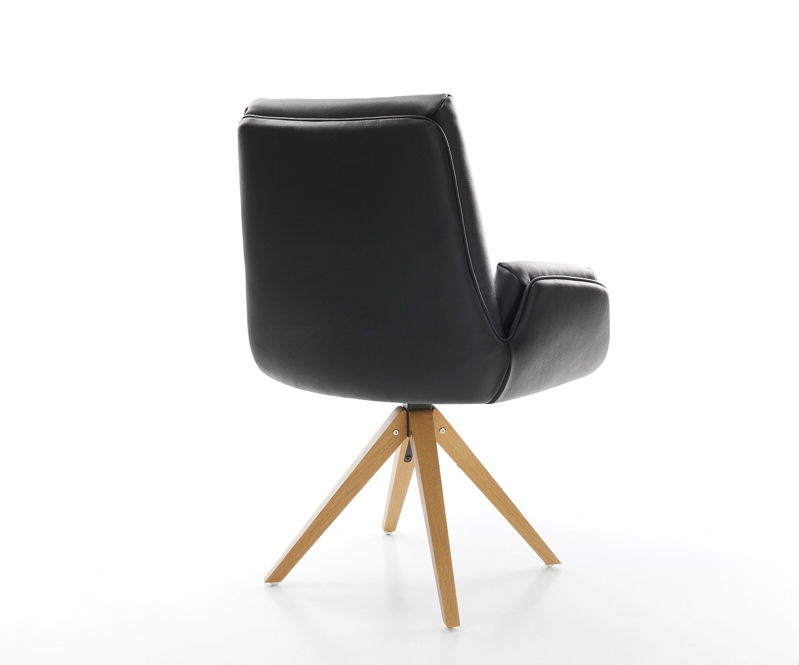 Chaise-pivotante Clea-Flex cuir de vache noir pied en bois angulaire naturel pivotement sur 180° 4
