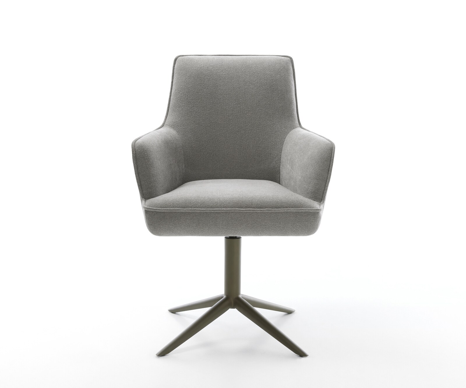 Chaise-pivotante Heira-Flex avec accoudoirs tissu structuré doux gris pied de chaise 4 branches aspect titane pivotement sur 360° fonction bascule resorts ensachés 1
