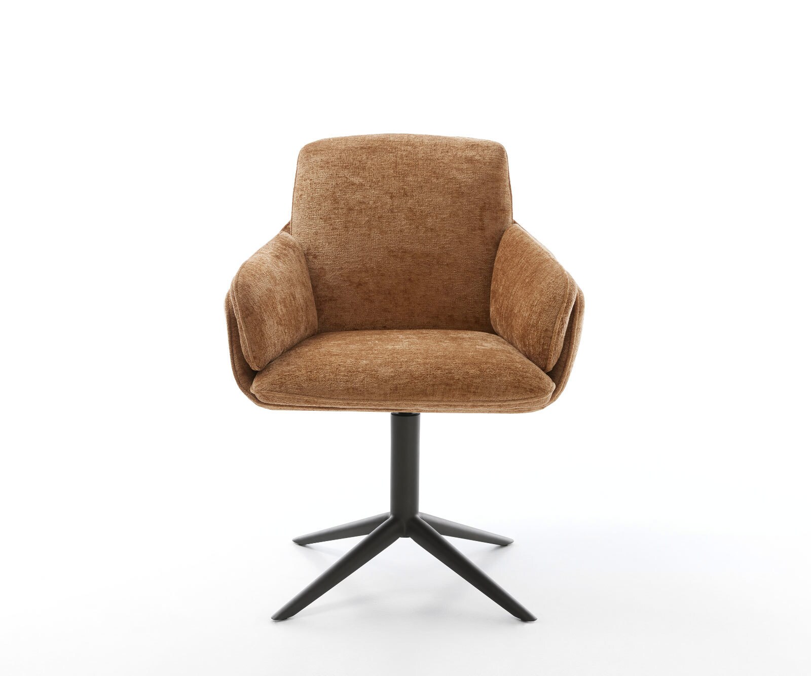 Chaise-pivotante Luan-Flex avec accoudoirs chenille rouille pied de chaise 4 branches noir pivotement sur 360° fonction bascule 1