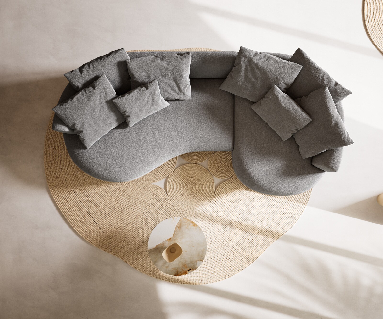 Grand-canapé Edina 330 x 170 cm, tissu structuré gris clair 8