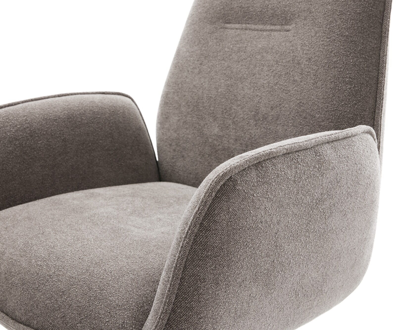 Chaise-pivotante Zoa-Flex tissu structuré doux taupe pied croisé large aspect titane pivotement sur 360° fonction bascule ressorts ensachés 3